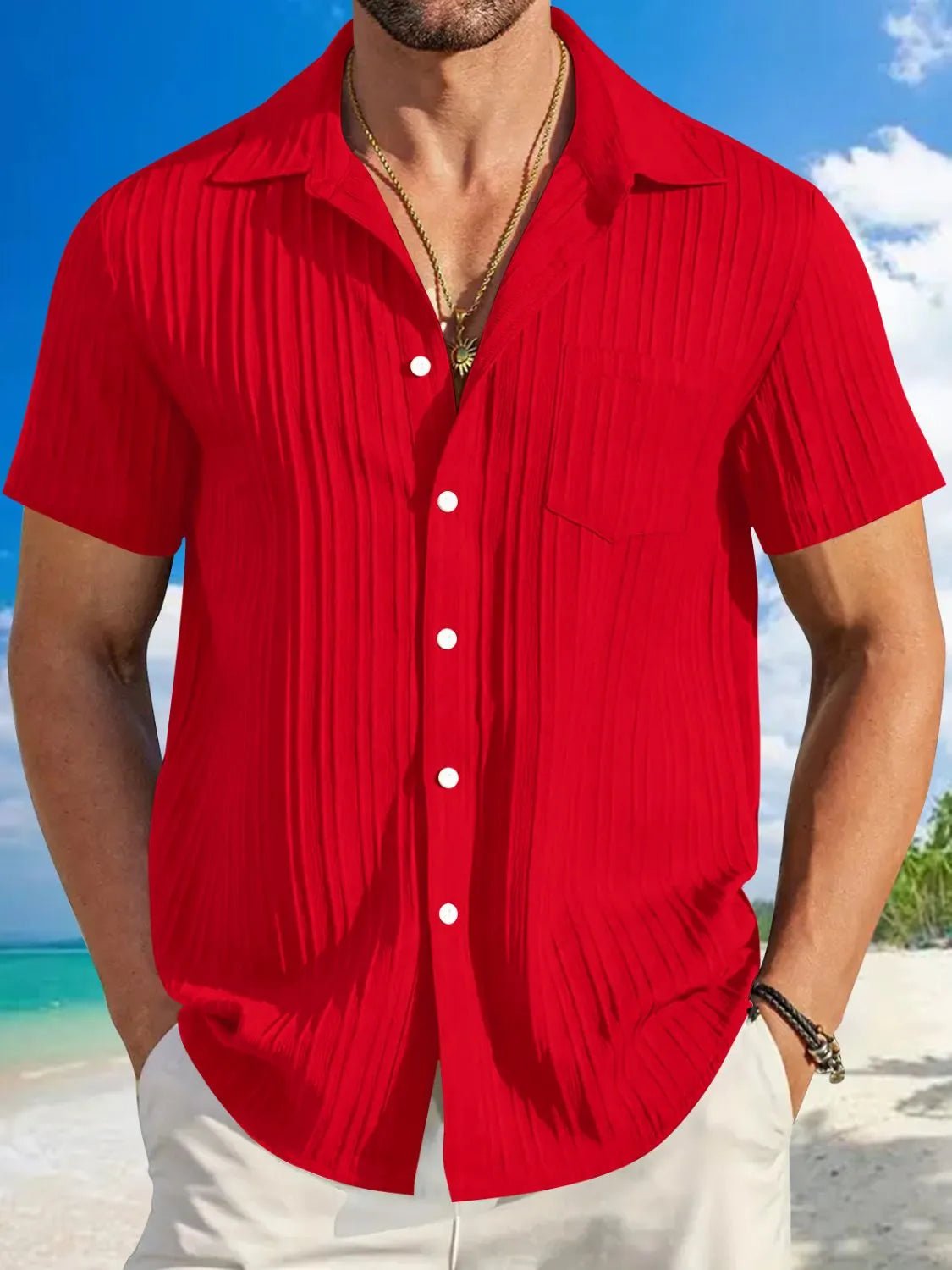 Men's Full Size Button Up Short Sleeve Shirt Plus Size - Lookzlike