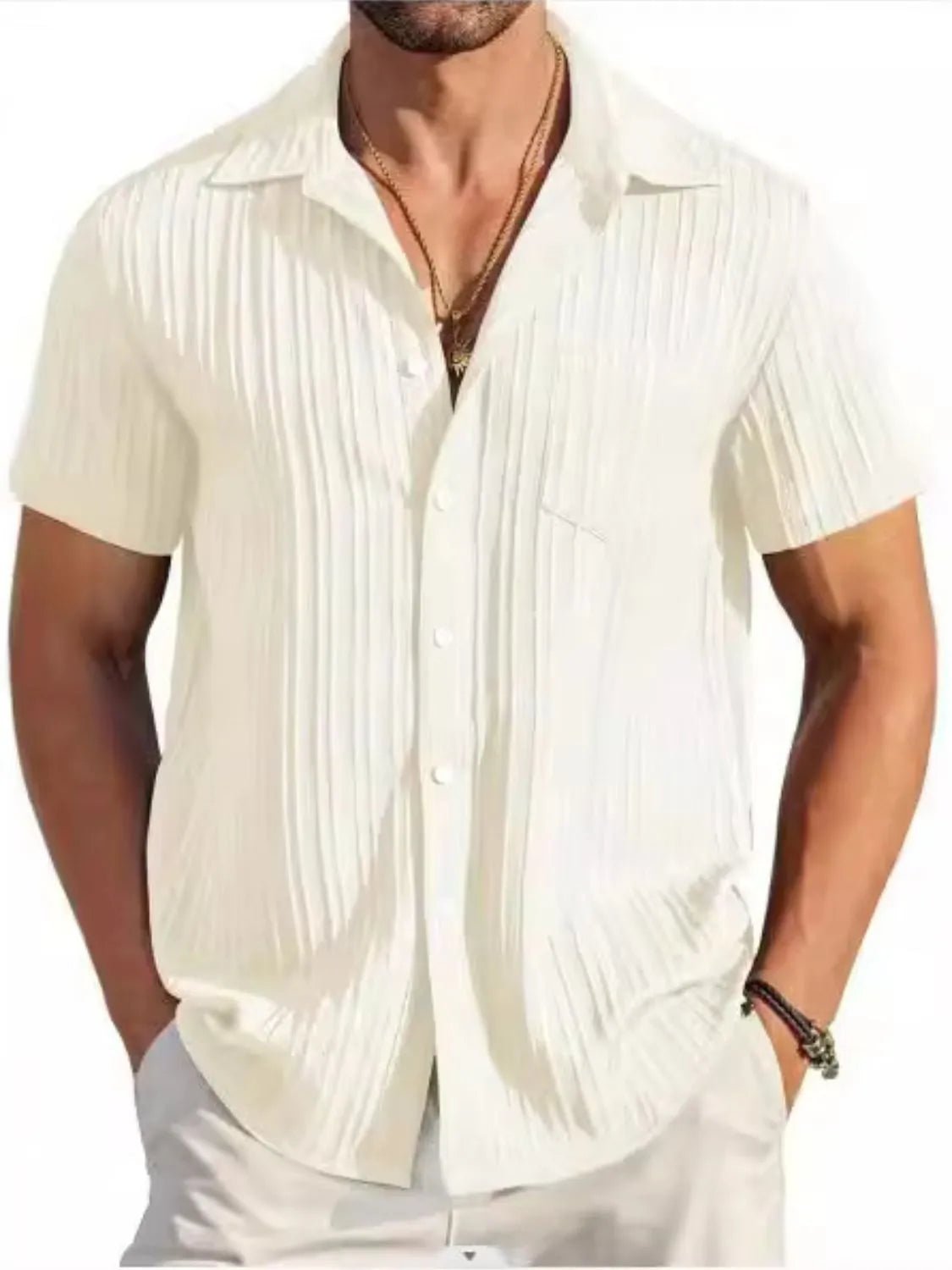 Men's Full Size Button Up Short Sleeve Shirt Plus Size - Lookzlike