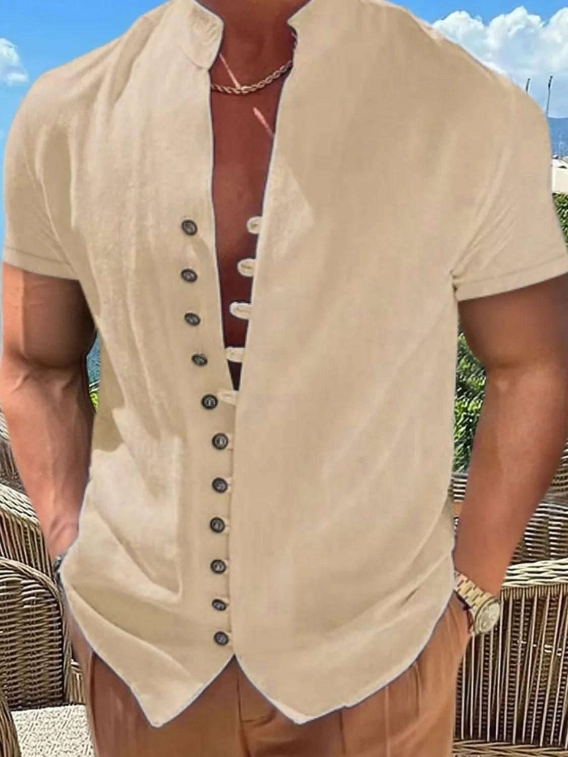 Men's Full Size Button Up Short Sleeve Shirt Plus Size - Lookzlike