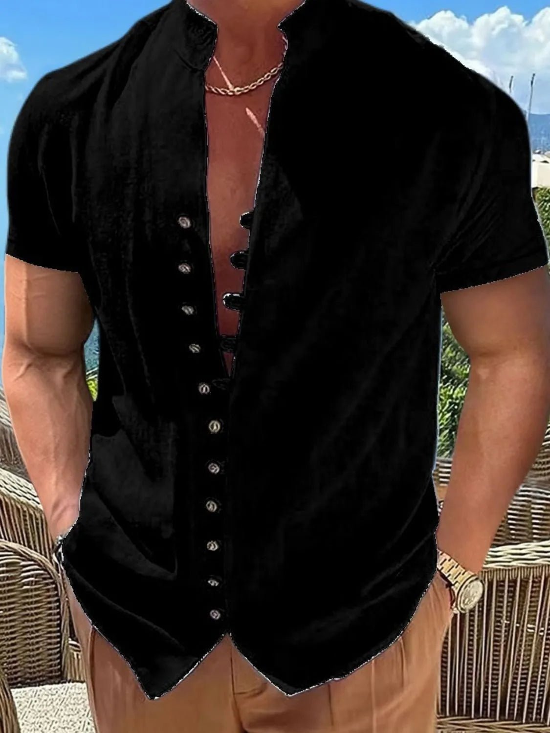 Men's Full Size Button Up Short Sleeve Shirt Plus Size - Lookzlike