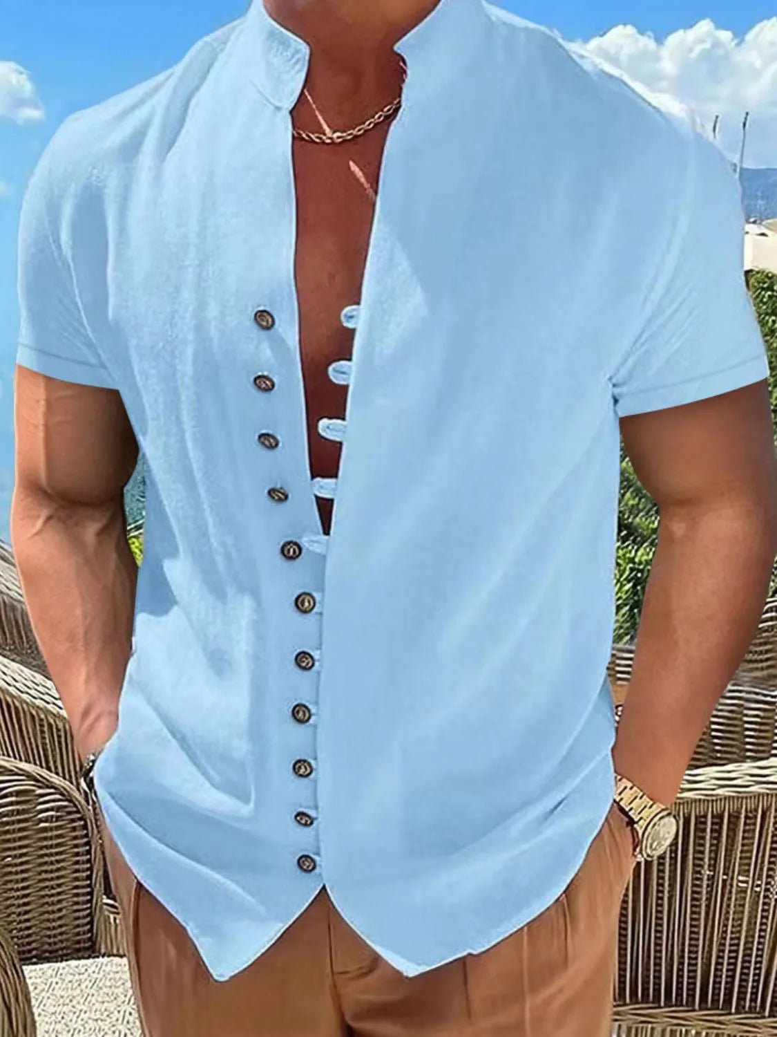 Men's Full Size Button Up Short Sleeve Shirt Plus Size - Lookzlike