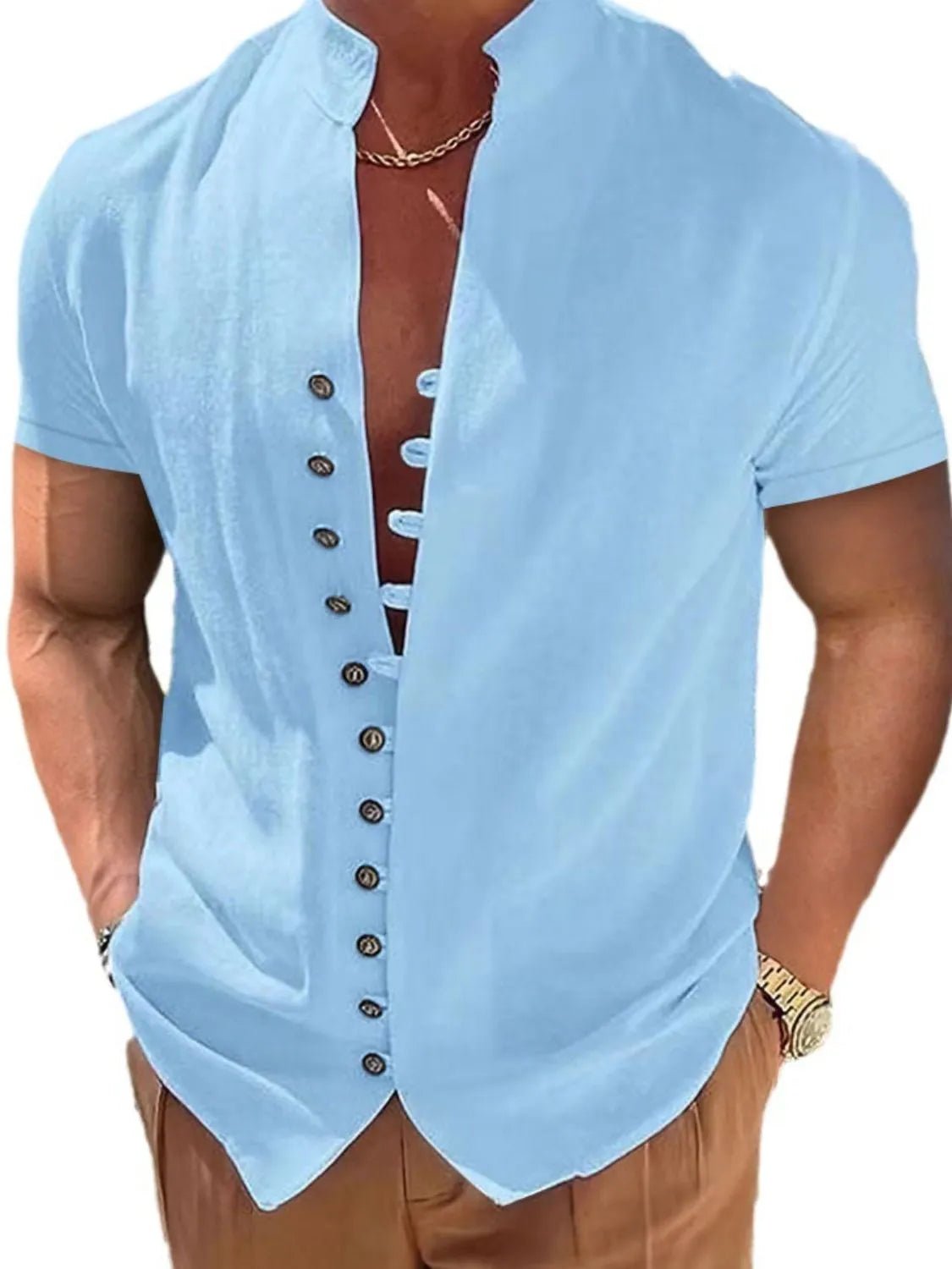 Men's Full Size Button Up Short Sleeve Shirt Plus Size - Lookzlike