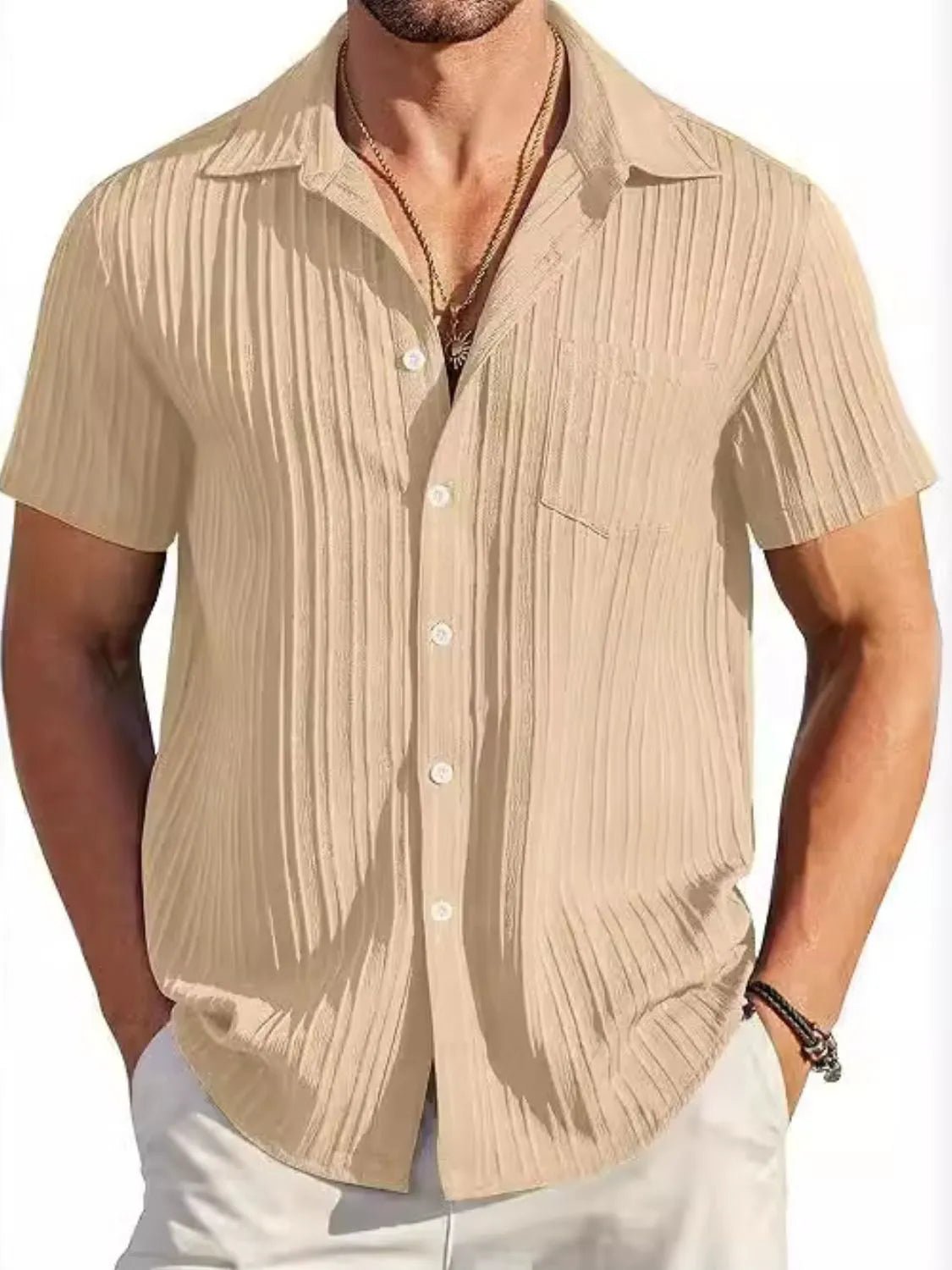 Men's Full Size Button Up Short Sleeve Shirt Plus Size - Lookzlike