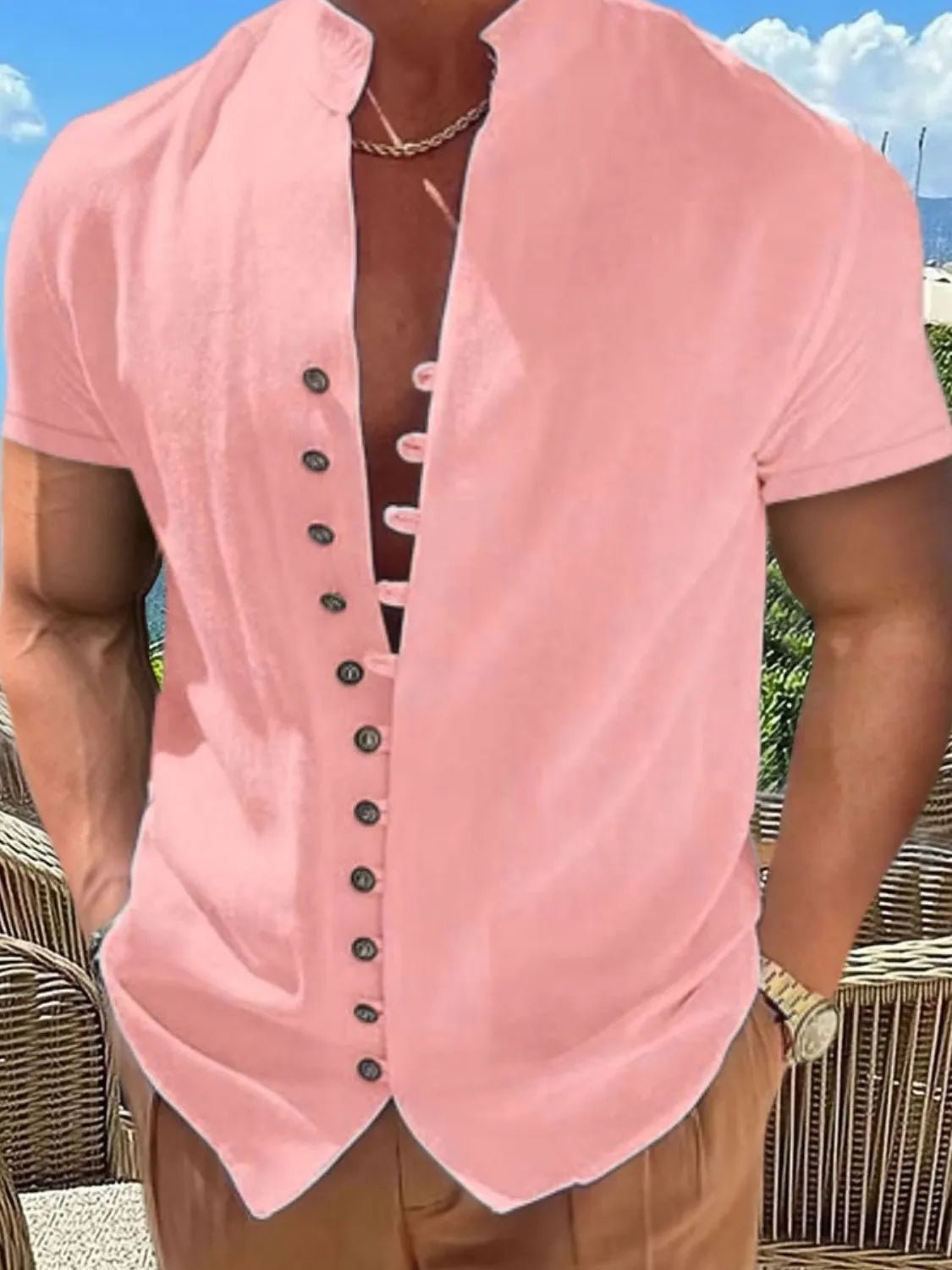 Men's Full Size Button Up Short Sleeve Shirt Plus Size - Lookzlike