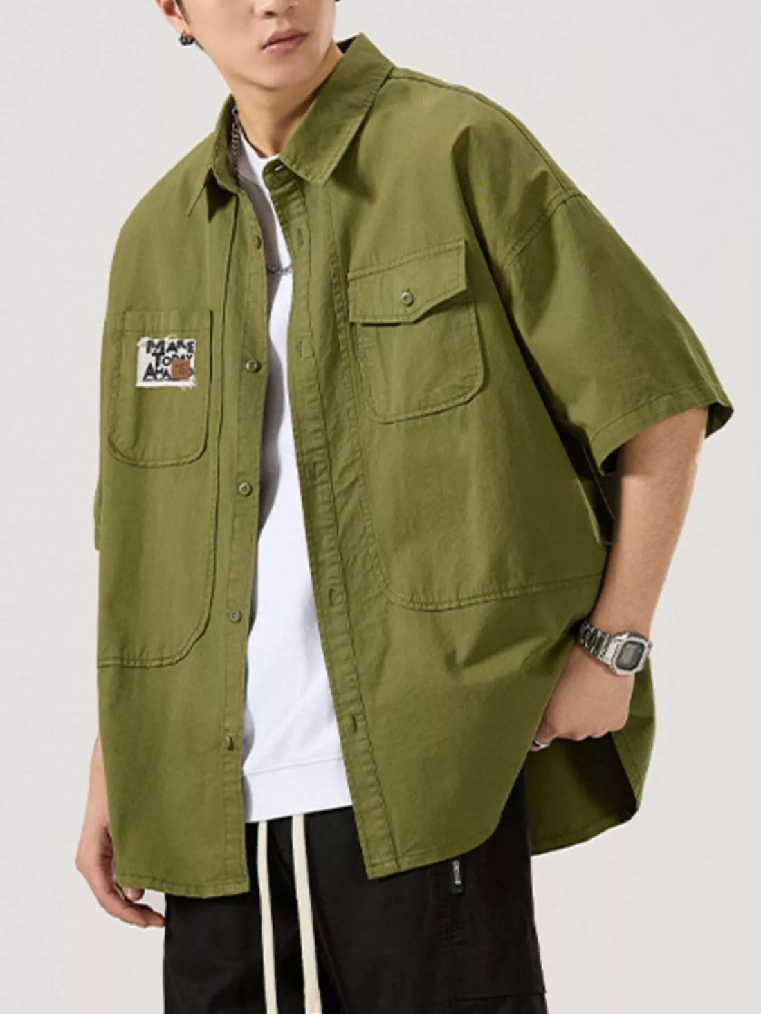 Men's Full Size Button Up Short Sleeve Shirt Plus Size designed for comfort and style at Lookzlike