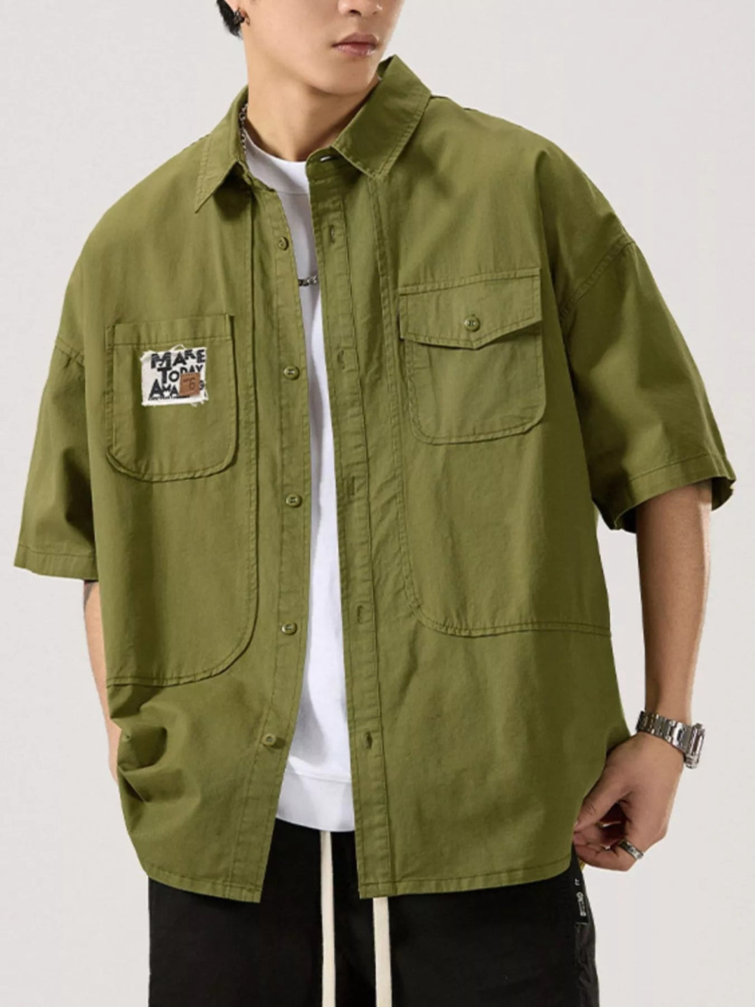 Men's Full Size Button Up Short Sleeve Shirt Plus Size designed for comfort and style at Lookzlike