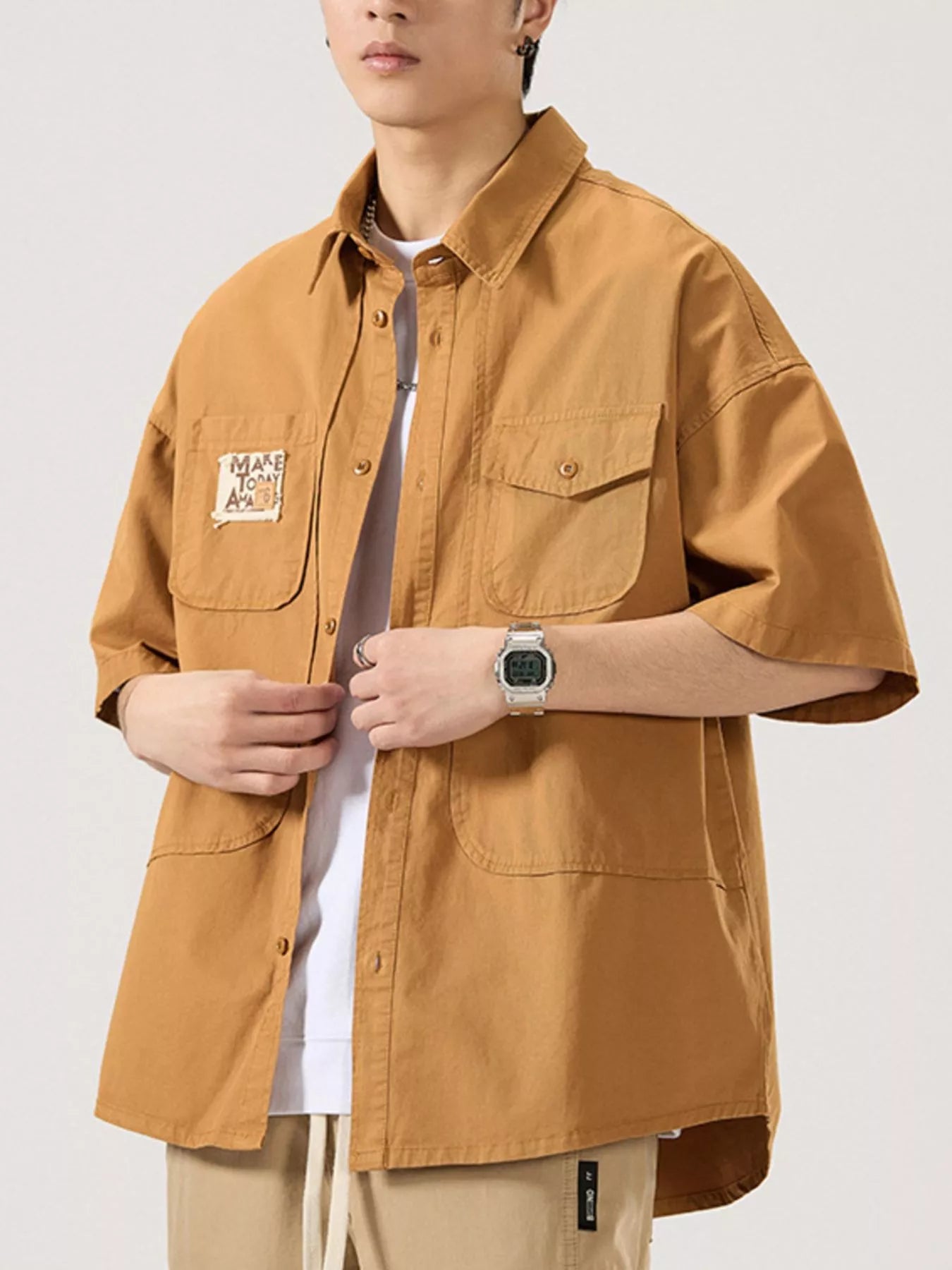 Men's Full Size Button Up Short Sleeve Shirt Plus Size designed for comfort and style at Lookzlike