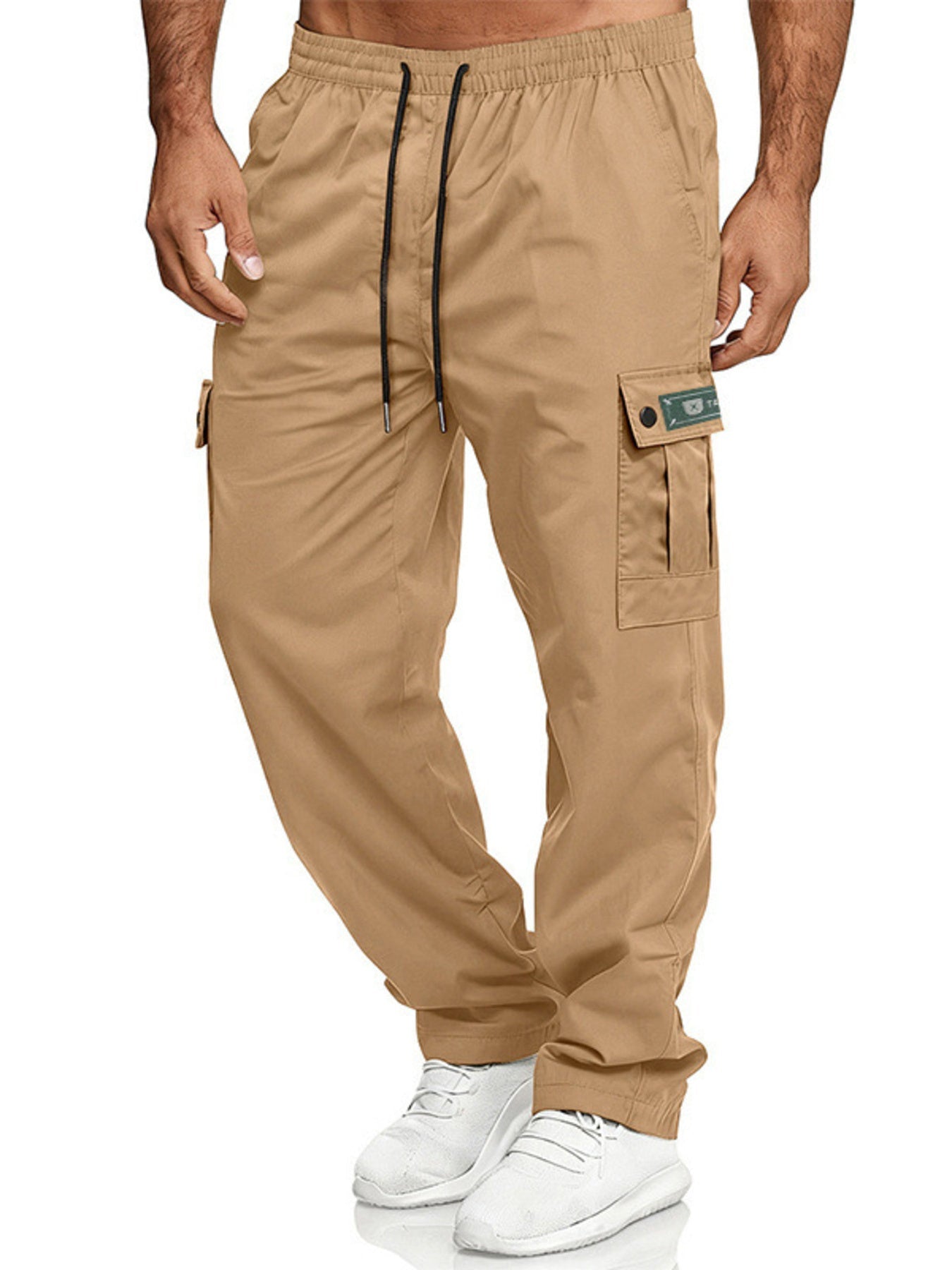 Men's Full Size Cargo Pants with Drawstring Waist Plus Size designed for comfort and style at Lookzlike