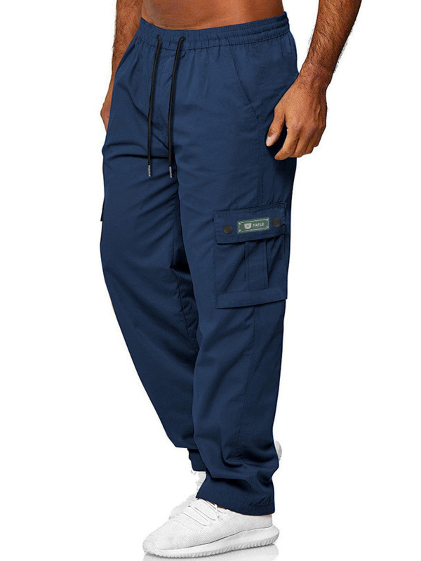 Men's Full Size Cargo Pants with Drawstring Waist Plus Size designed for comfort and style at Lookzlike