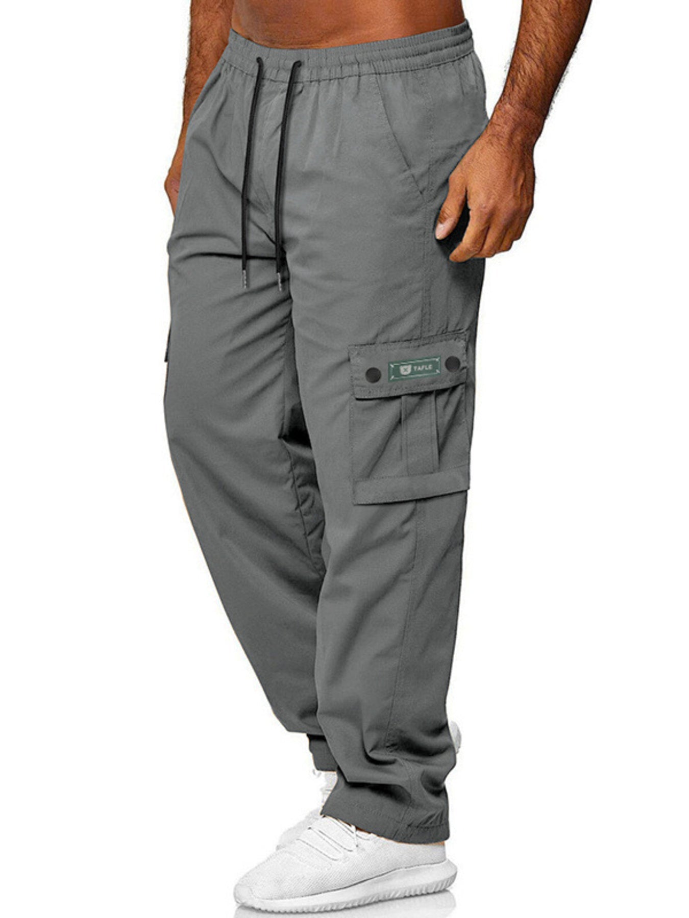 Men's Full Size Cargo Pants with Drawstring Waist Plus Size designed for comfort and style at Lookzlike