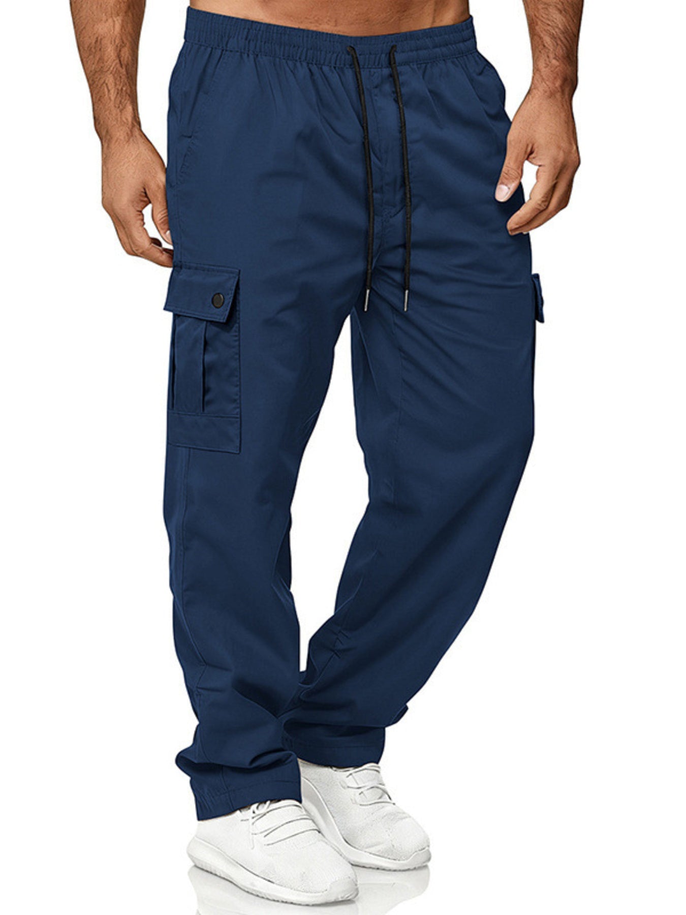 Men's Full Size Cargo Pants with Drawstring Waist Plus Size designed for comfort and style at Lookzlike