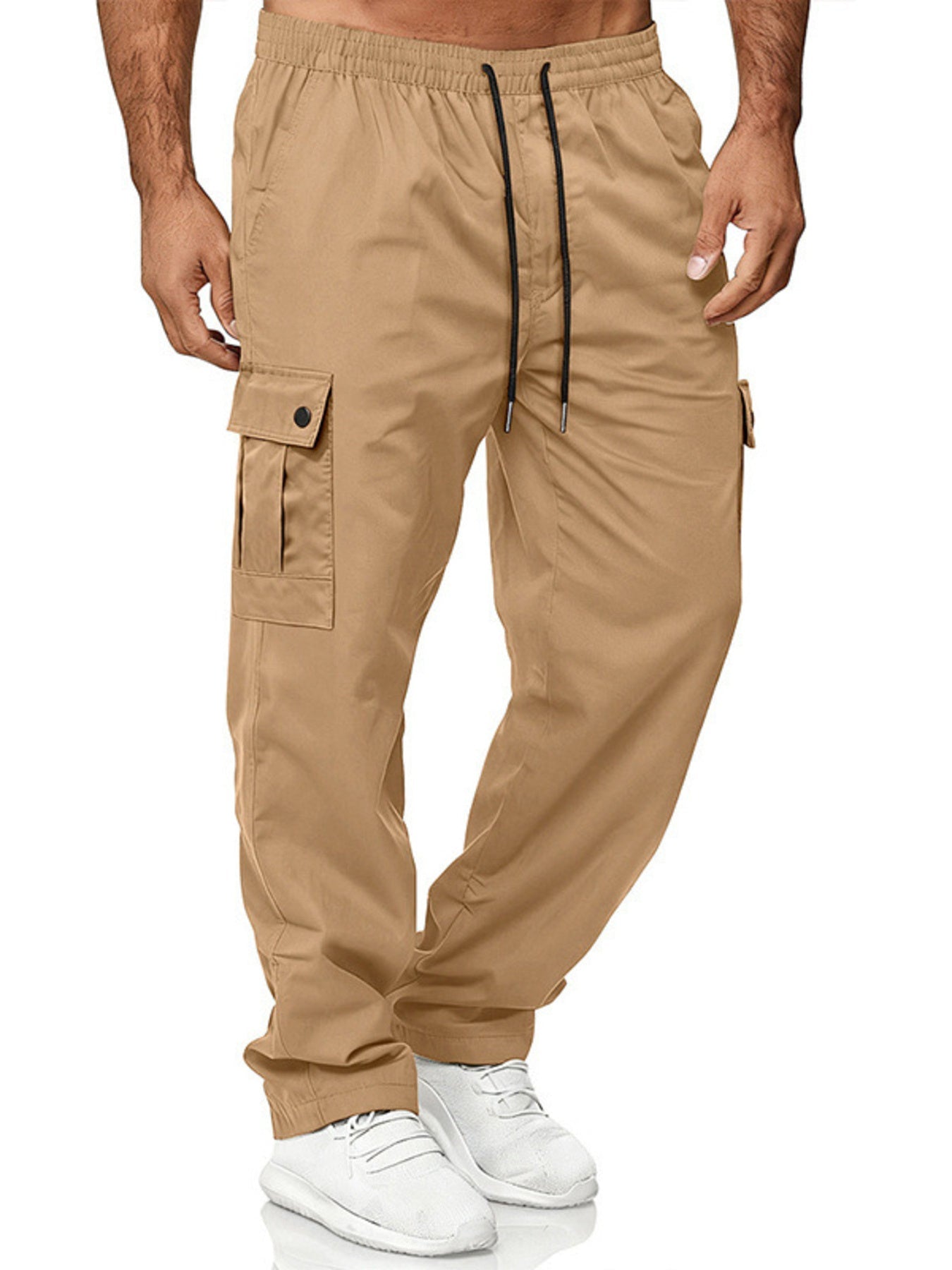 Men's Full Size Cargo Pants with Drawstring Waist Plus Size designed for comfort and style at Lookzlike