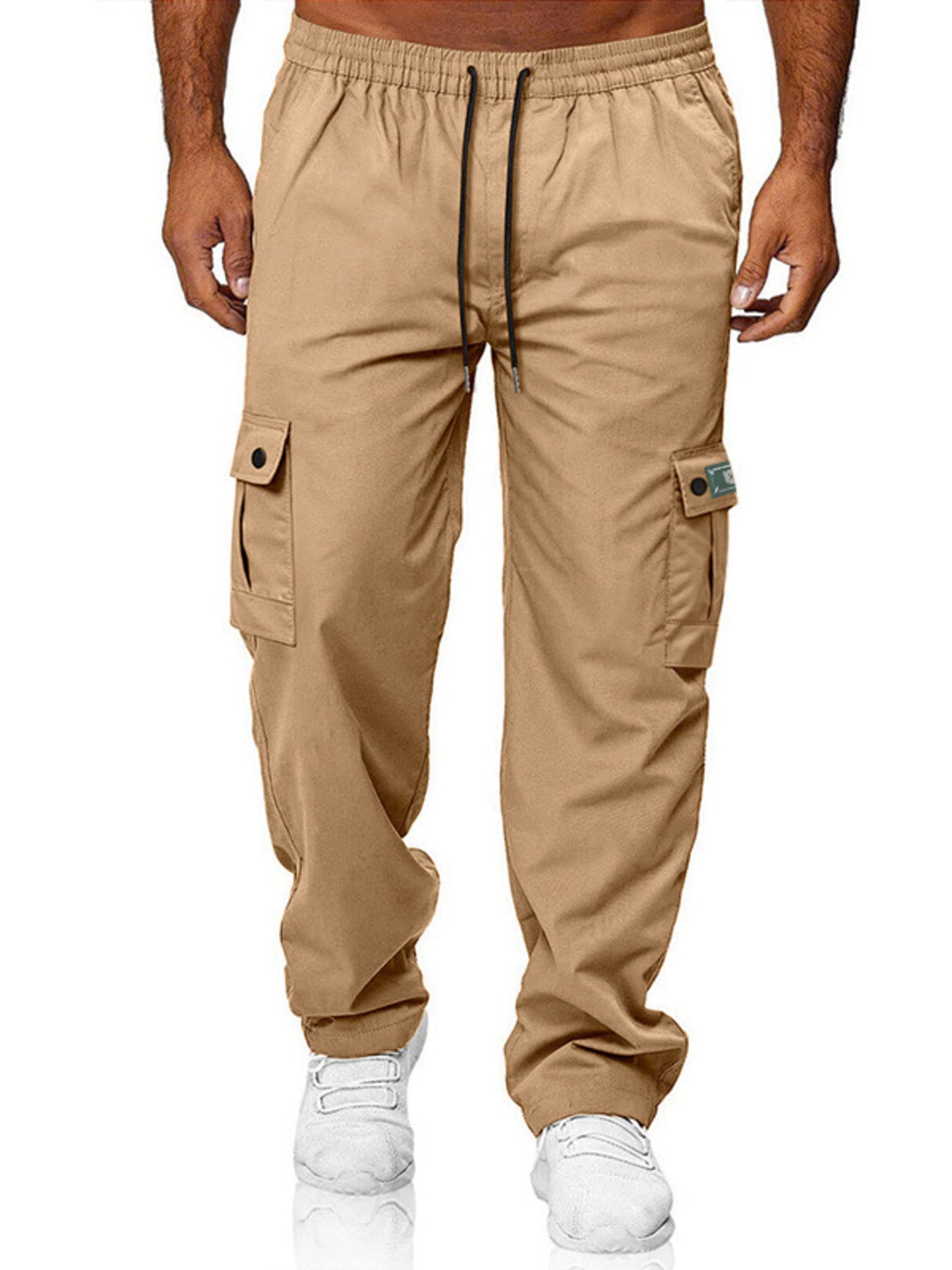 Men's Full Size Cargo Pants with Drawstring Waist Plus Size designed for comfort and style at Lookzlike