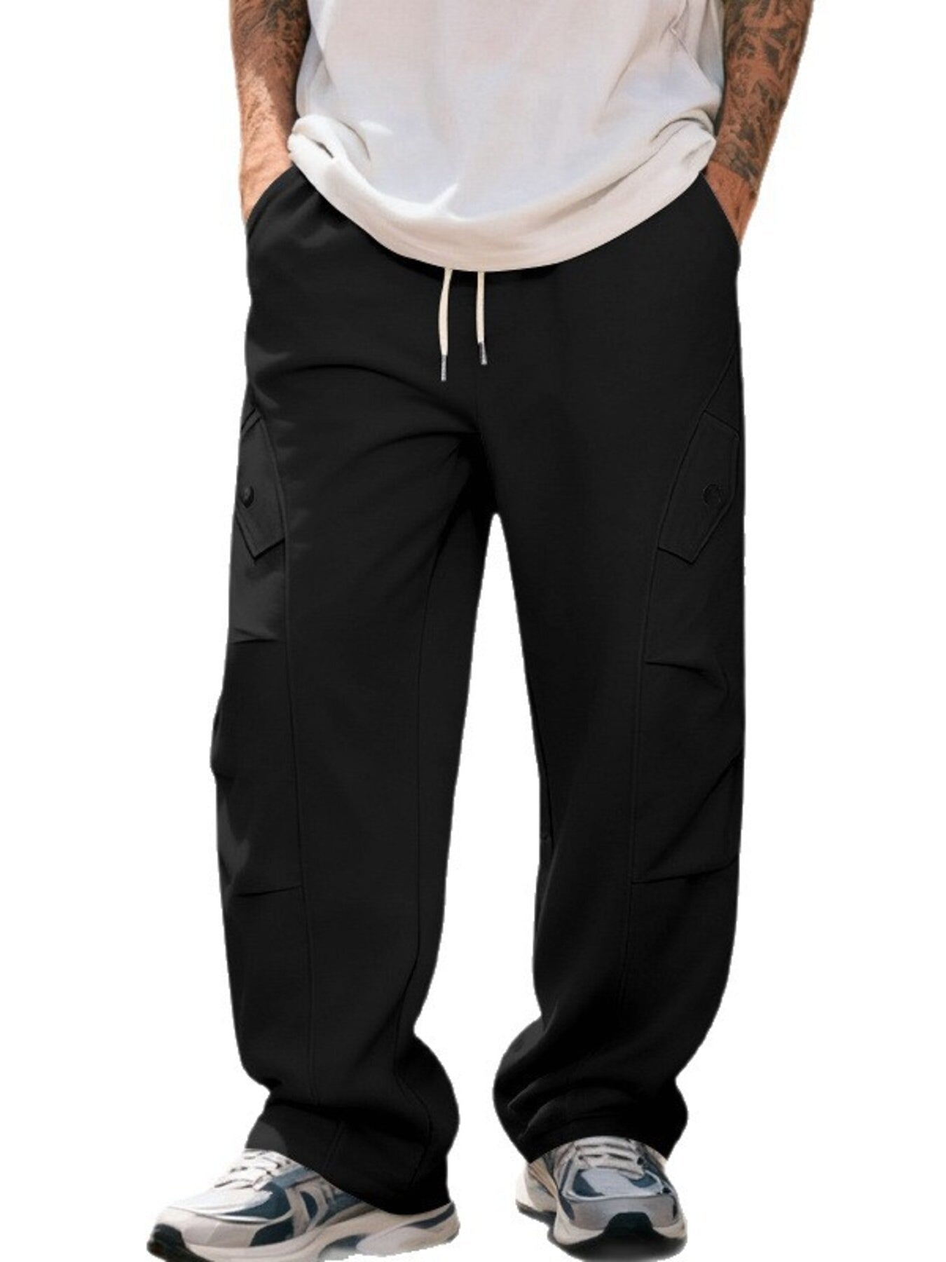 Men's Full Size Casual Cargo Pants with Drawstring Waist Plus Size designed for comfort and style at Lookzlike