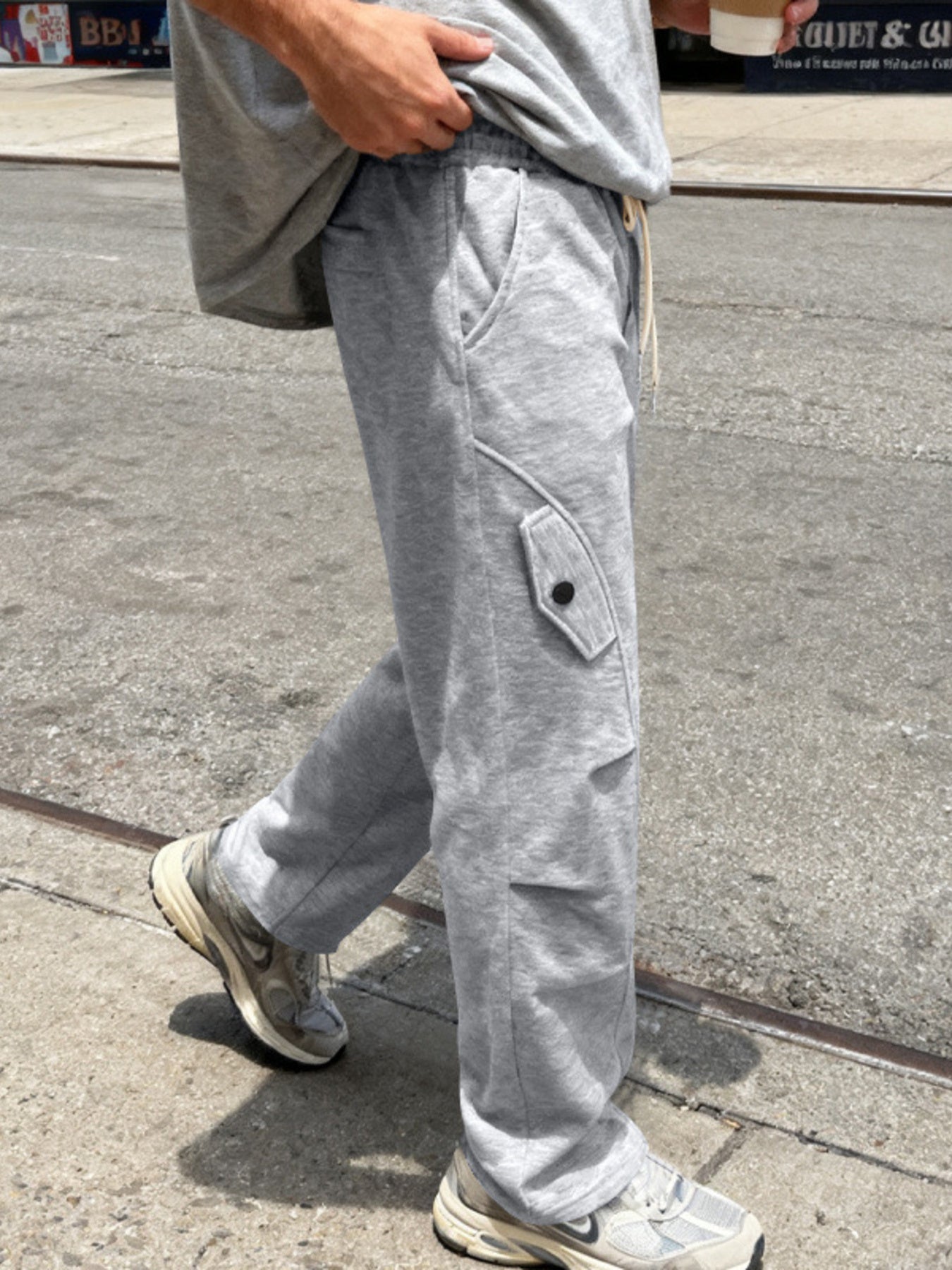 Men's Full Size Casual Cargo Pants with Drawstring Waist Plus Size designed for comfort and style at Lookzlike