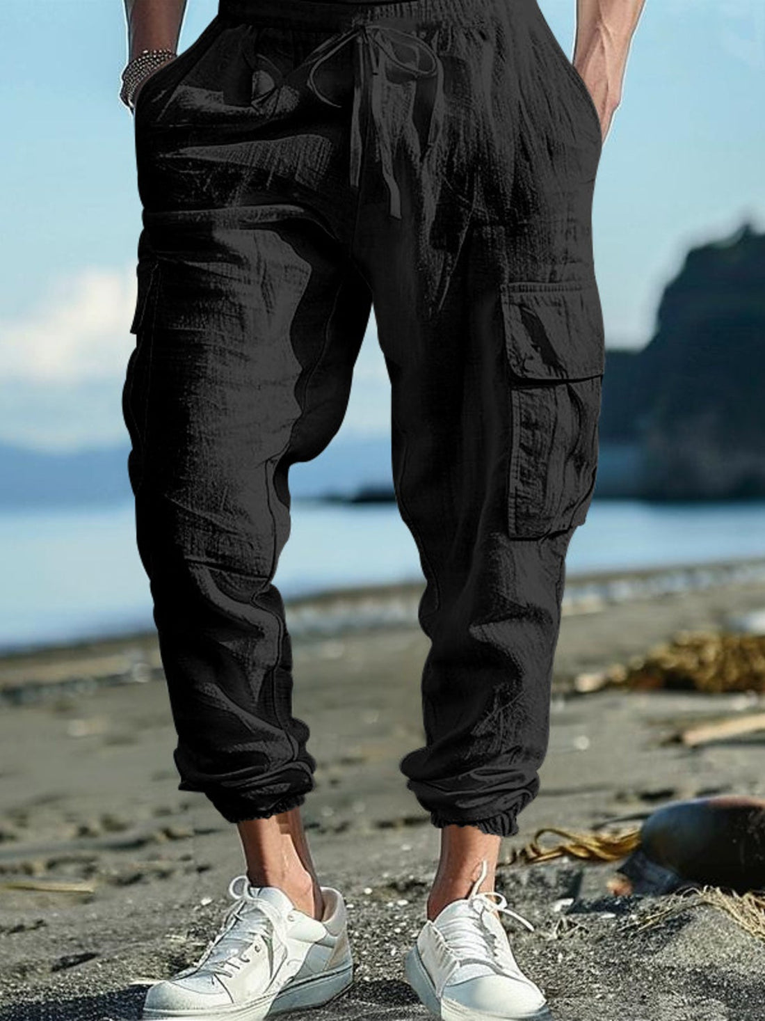 Men's Full Size Casual Cargo Pants with Drawstring Waist Plus Size designed for comfort and style at Lookzlike