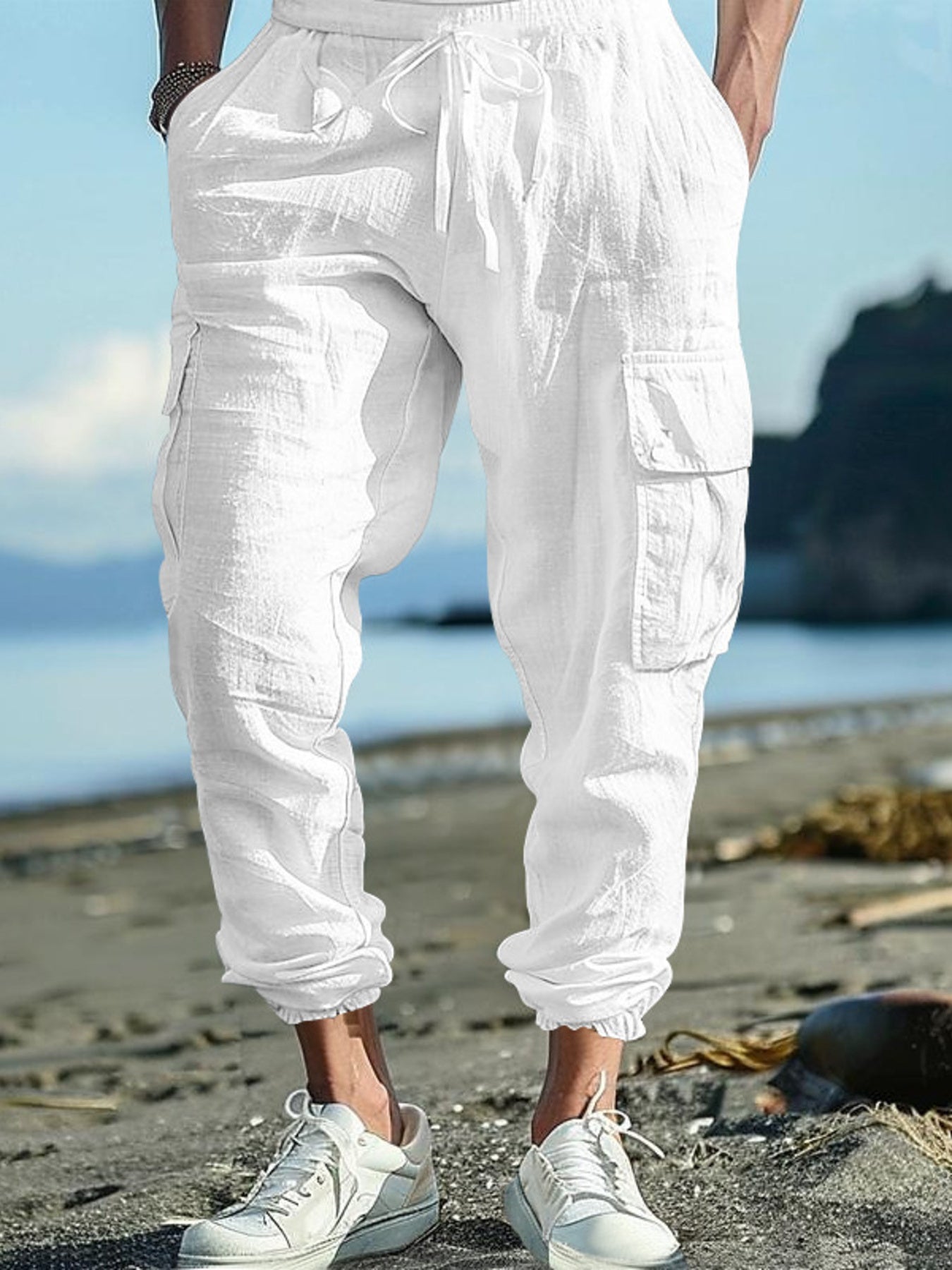 Men's Full Size Casual Cargo Pants with Drawstring Waist Plus Size designed for comfort and style at Lookzlike