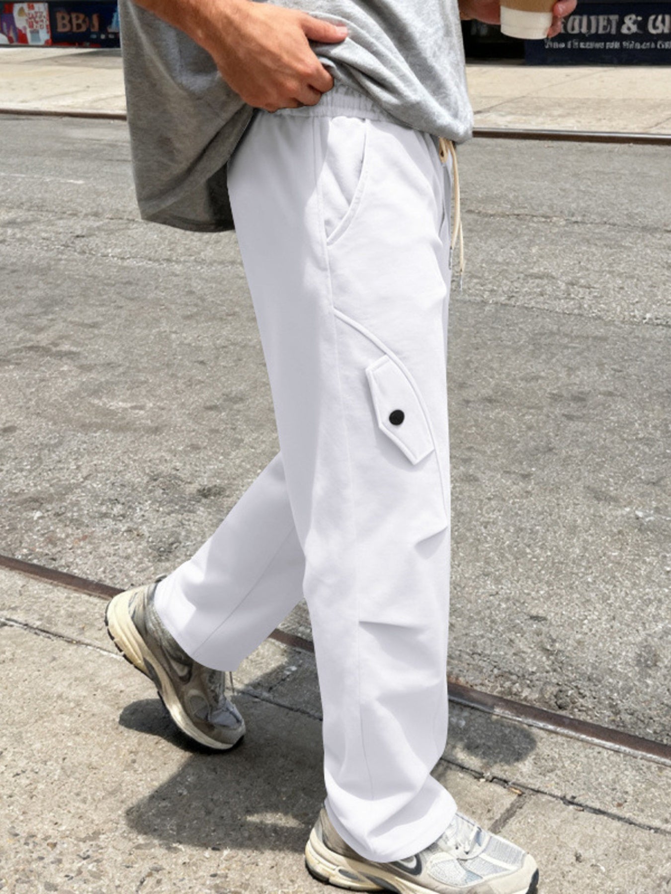 Men's Full Size Casual Cargo Pants with Drawstring Waist Plus Size designed for comfort and style at Lookzlike