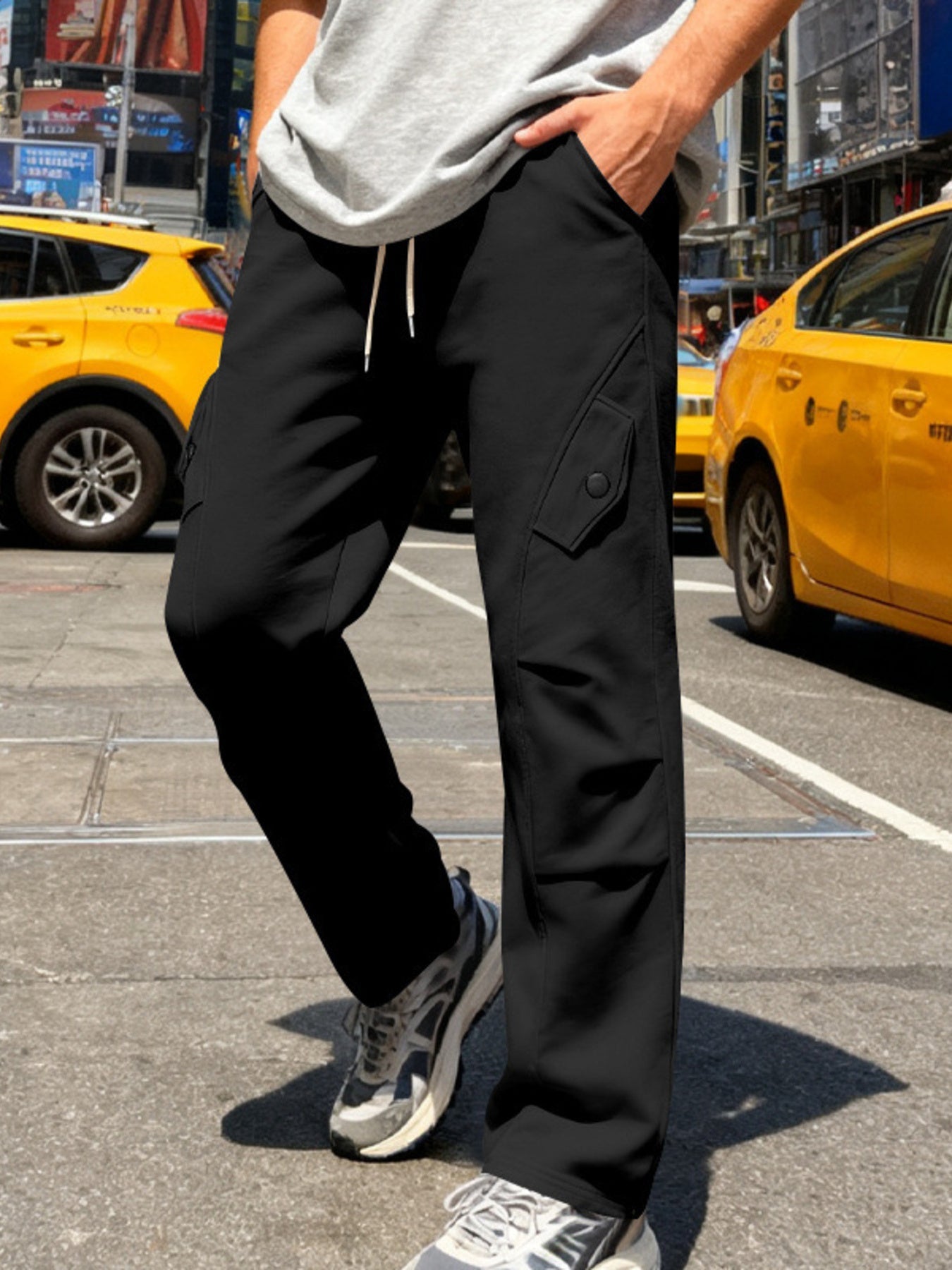 Men's Full Size Casual Cargo Pants with Drawstring Waist Plus Size designed for comfort and style at Lookzlike