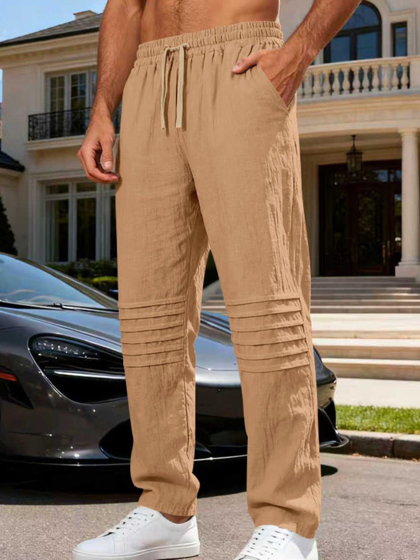 Men's Full Size Casual Drawstring Pants Plus Size designed for comfort and style at Lookzlike