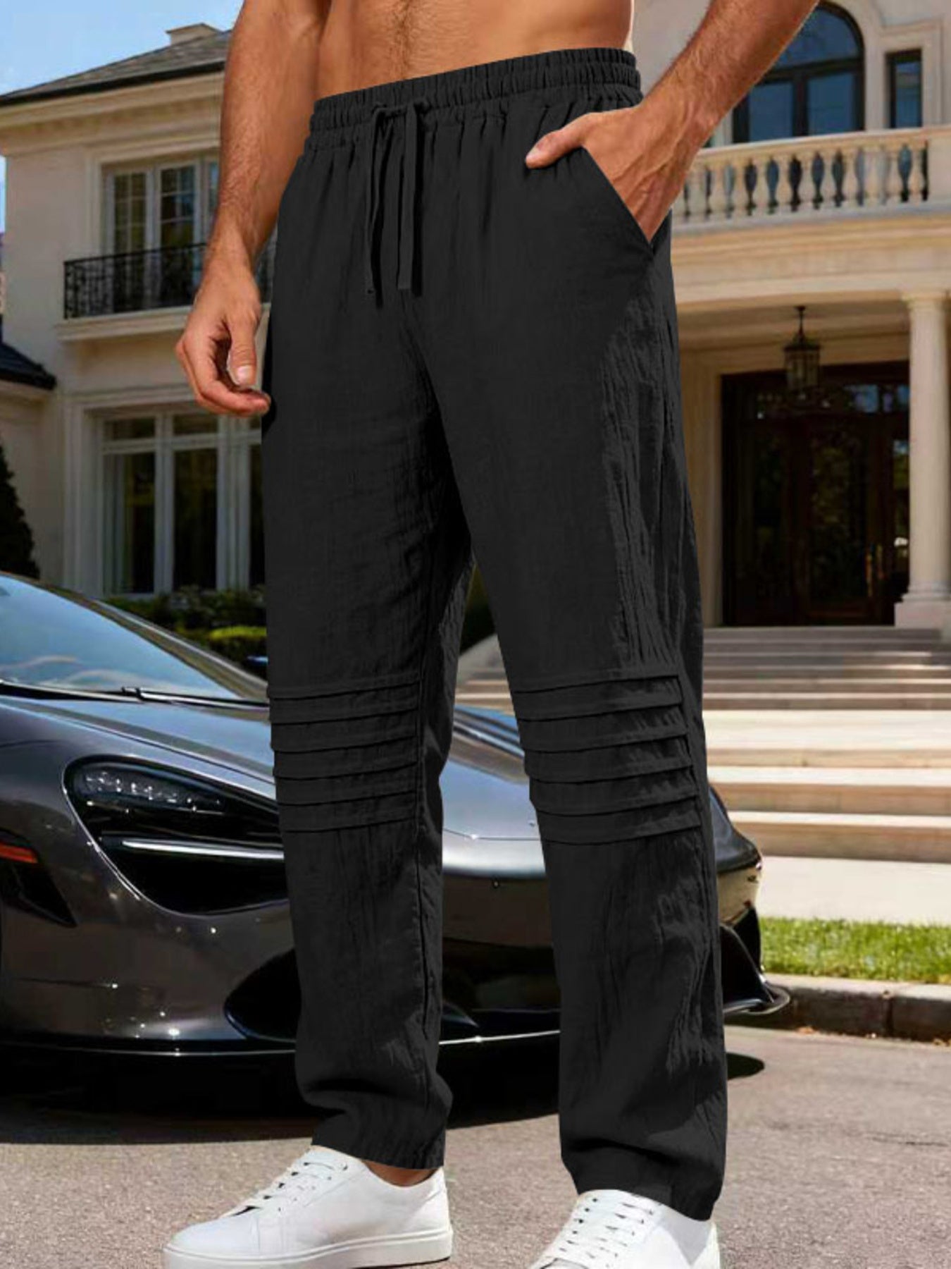 Men's Full Size Casual Drawstring Pants Plus Size designed for comfort and style at Lookzlike