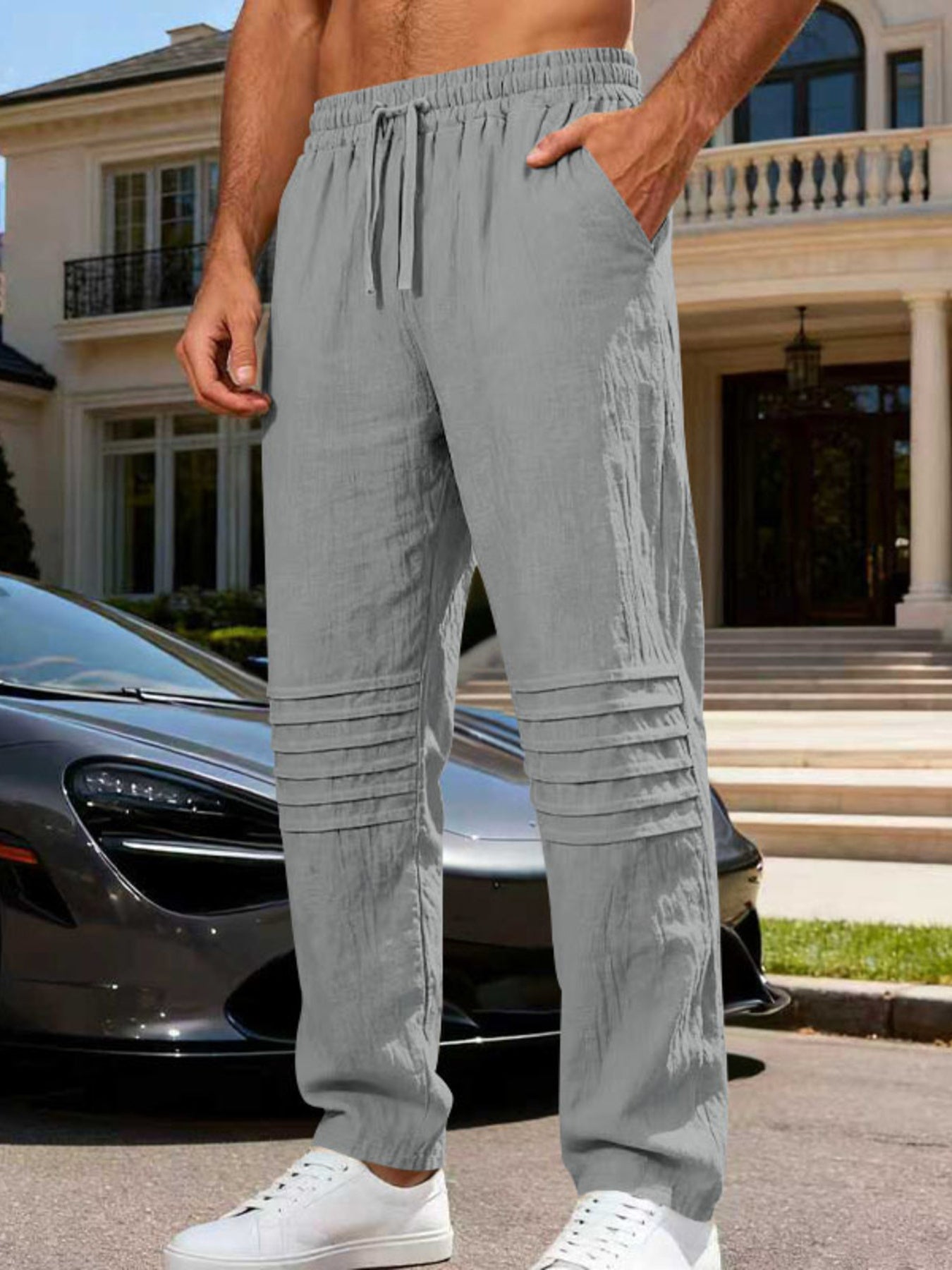 Men's Full Size Casual Drawstring Pants Plus Size designed for comfort and style at Lookzlike