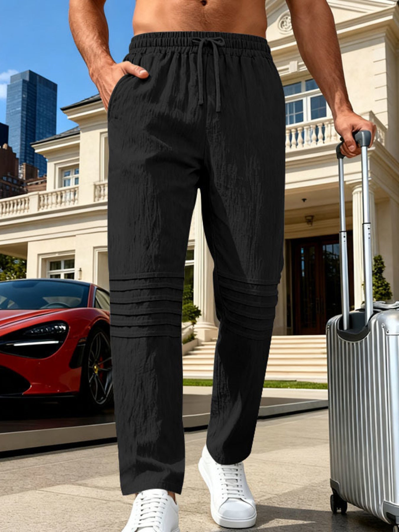 Men's Full Size Casual Drawstring Pants Plus Size designed for comfort and style at Lookzlike