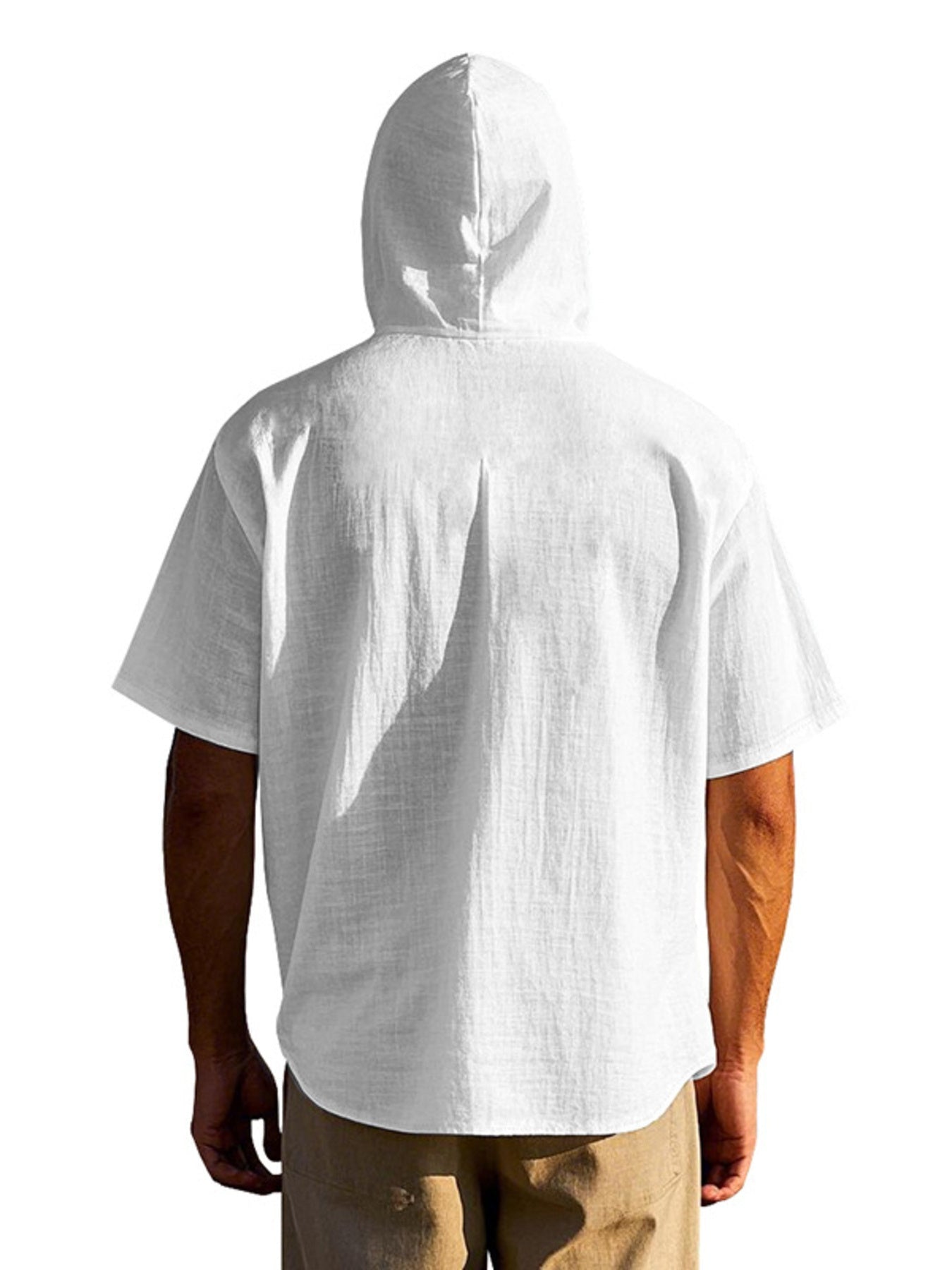 Men's Full Size Casual Hooded Short-Sleeve Shirt Plus Size designed for comfort and style at Lookzlike