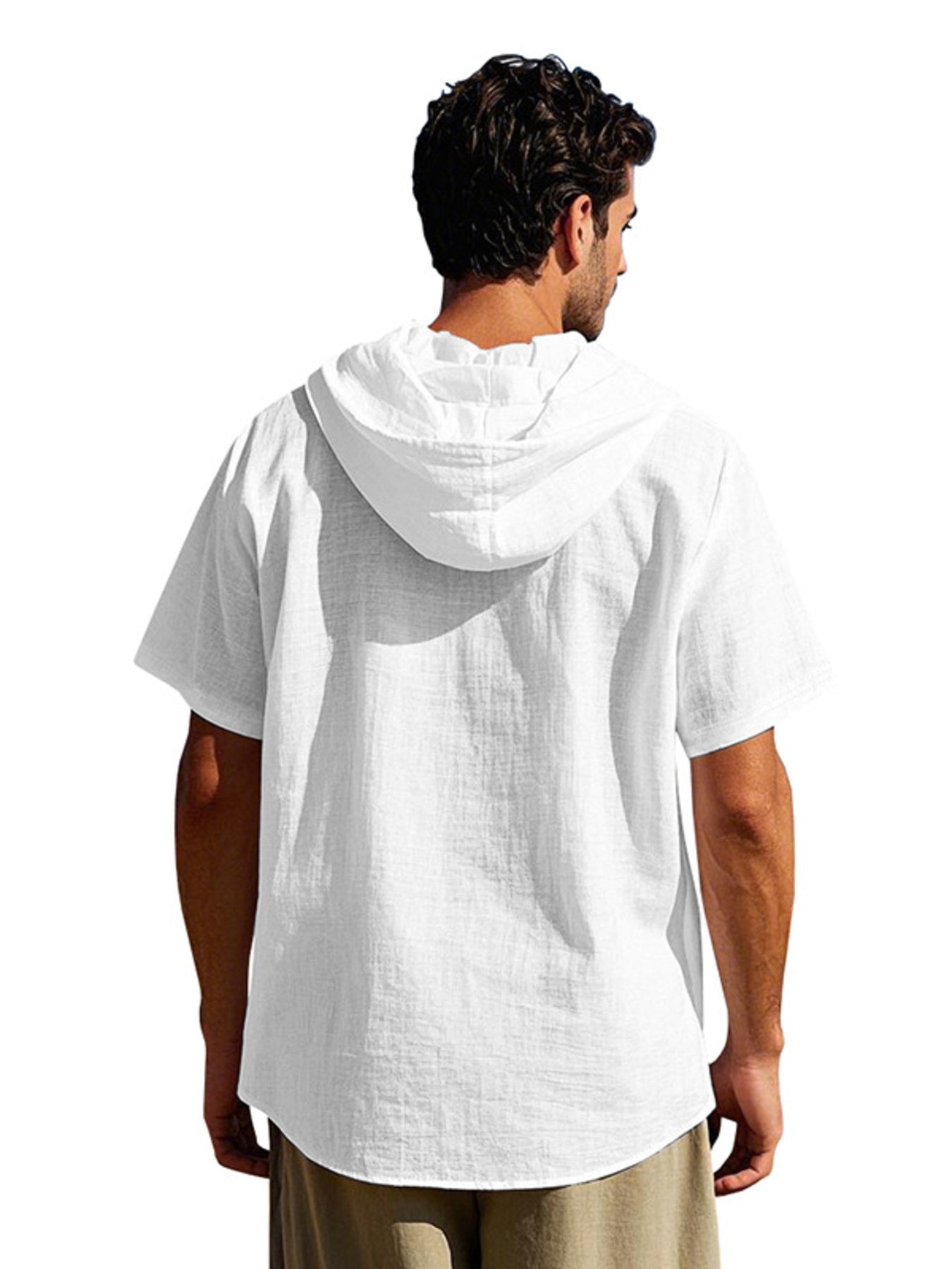 Men's Full Size Casual Hooded Short-Sleeve Shirt Plus Size designed for comfort and style at Lookzlike