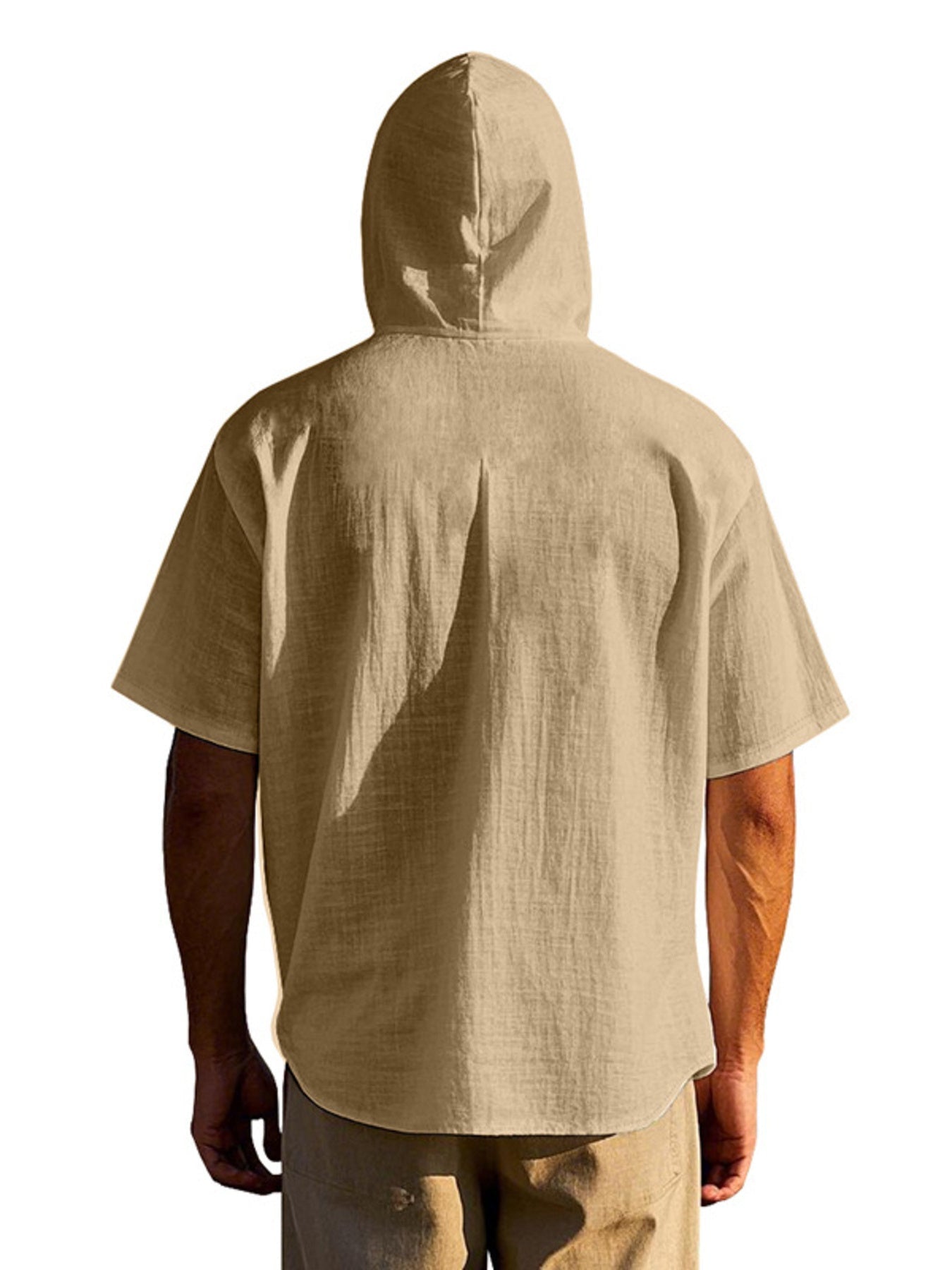 Men's Full Size Casual Hooded Short-Sleeve Shirt Plus Size designed for comfort and style at Lookzlike