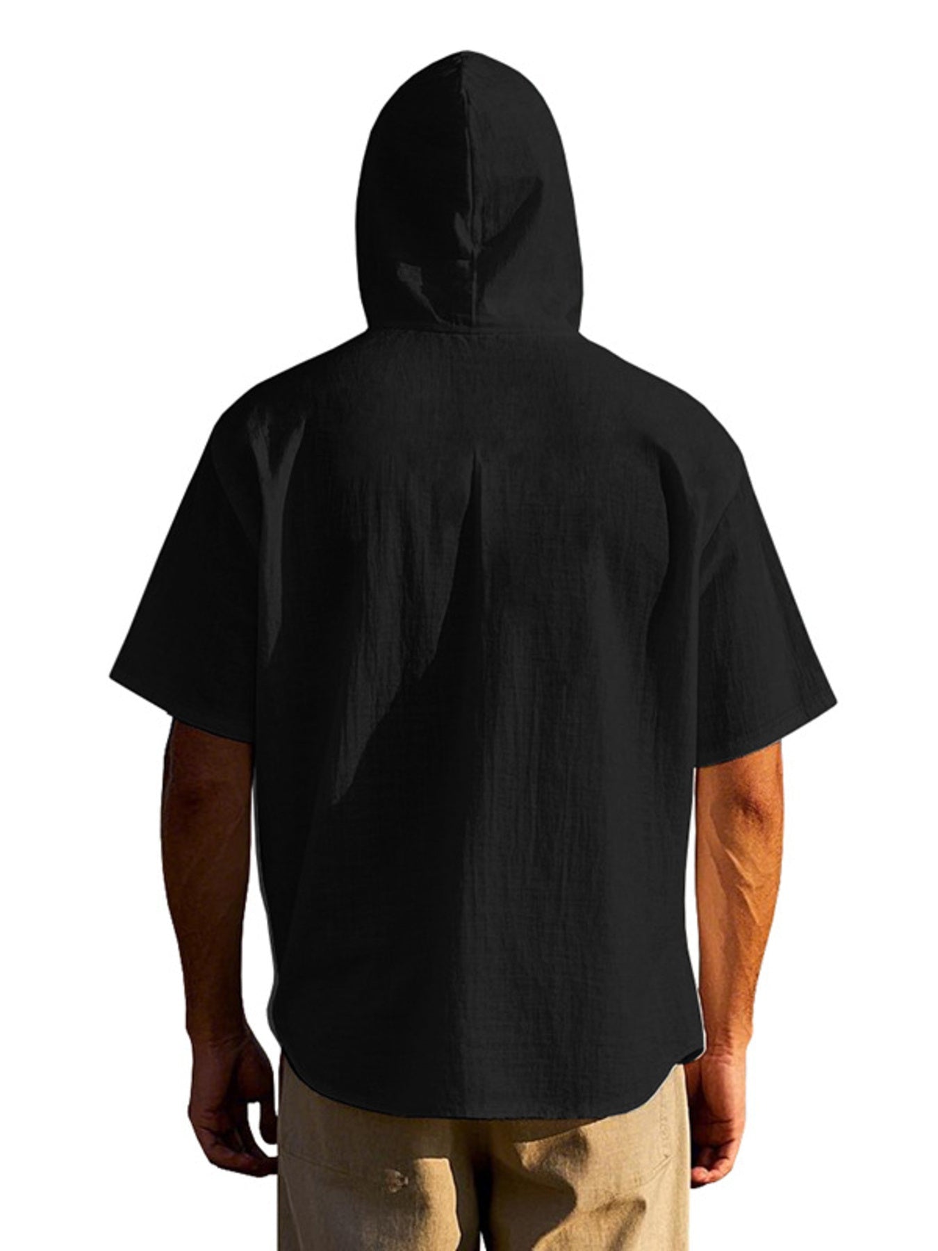 Men's Full Size Casual Hooded Short-Sleeve Shirt Plus Size designed for comfort and style at Lookzlike