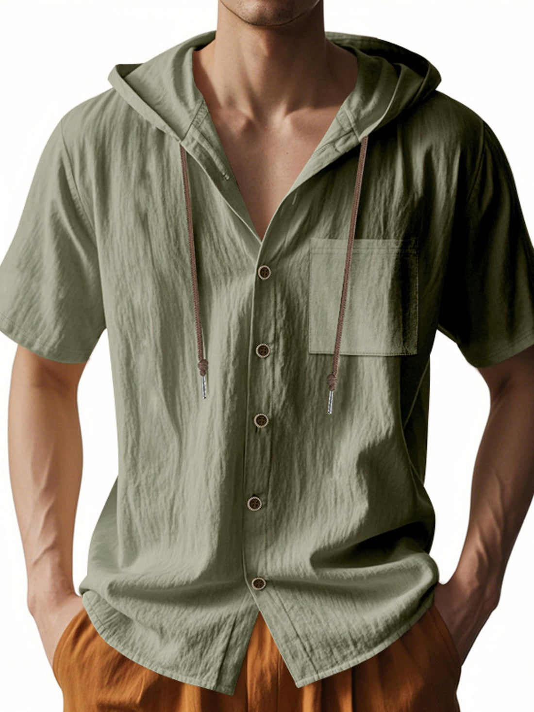 Men's Full Size Casual Hooded Short-Sleeve Shirt Plus Size designed for comfort and style at Lookzlike