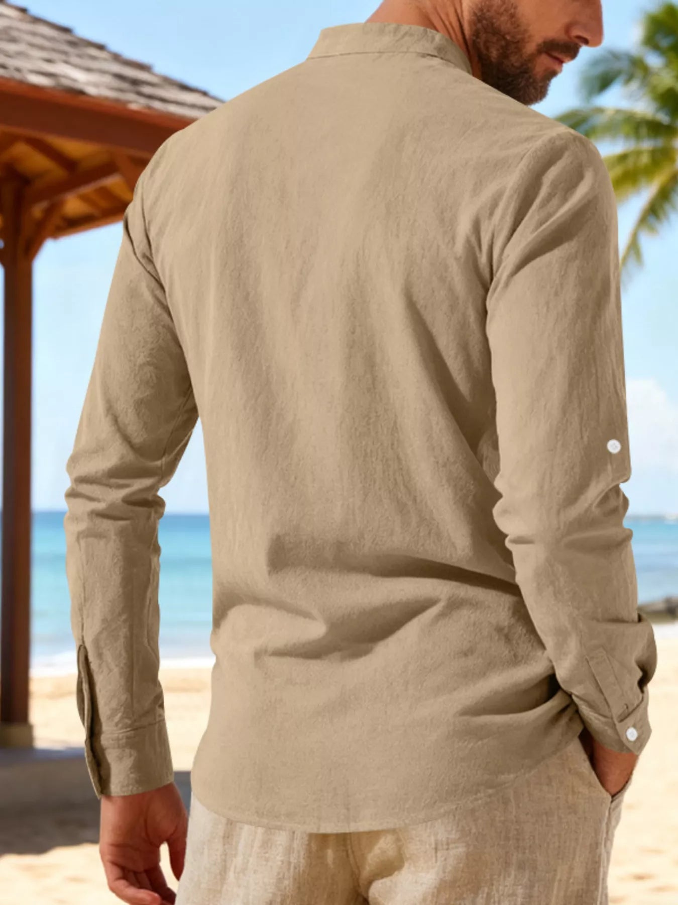 Men's Full Size Casual Lace-Up Linen Shirt Plus Size designed for comfort and style at Lookzlike