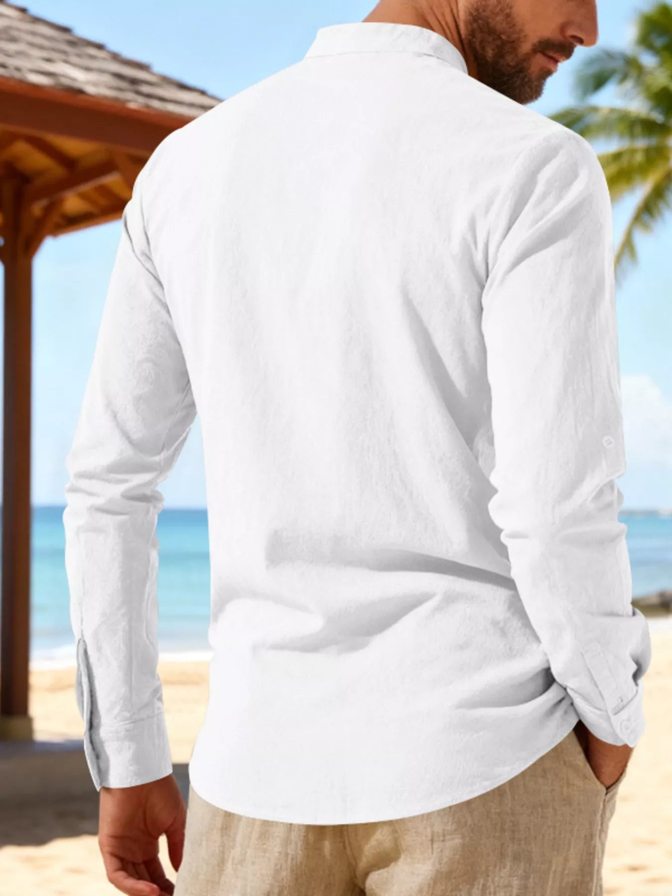 Men's Full Size Casual Lace-Up Linen Shirt Plus Size designed for comfort and style at Lookzlike