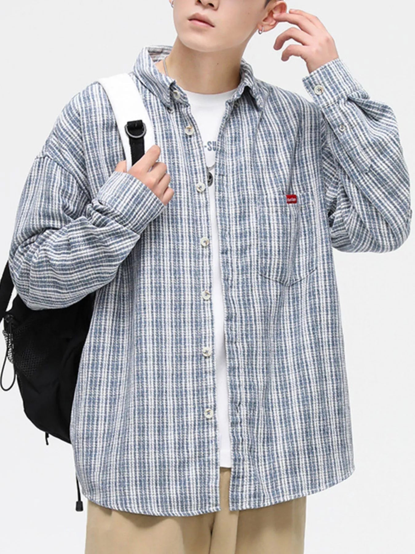 Men's Full Size Casual Plaid Button Up Shirt Plus Size designed for comfort and style at Lookzlike