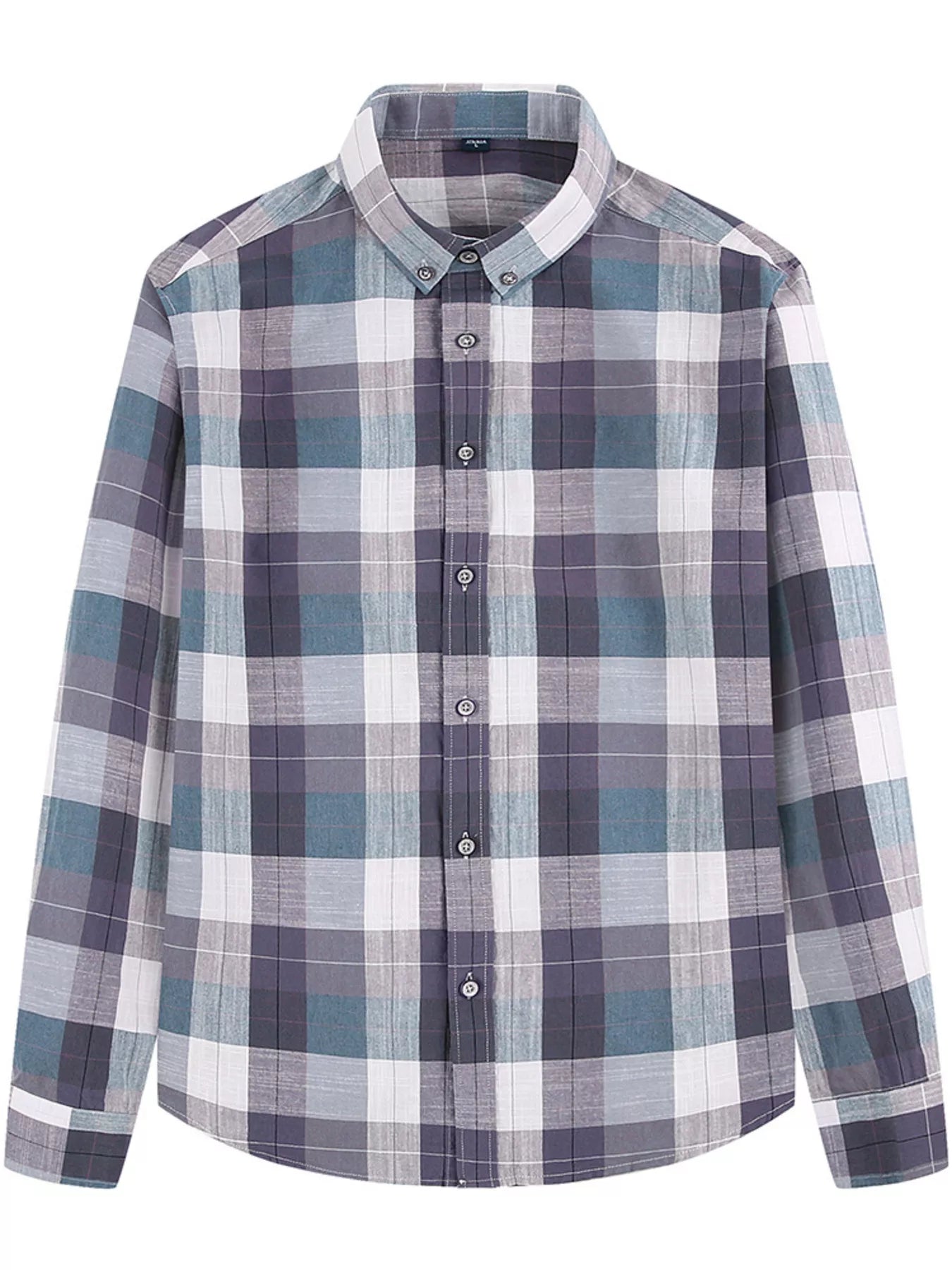 Men's Full Size Casual Plaid Long Sleeve Shirt Plus Size designed for comfort and style at Lookzlike