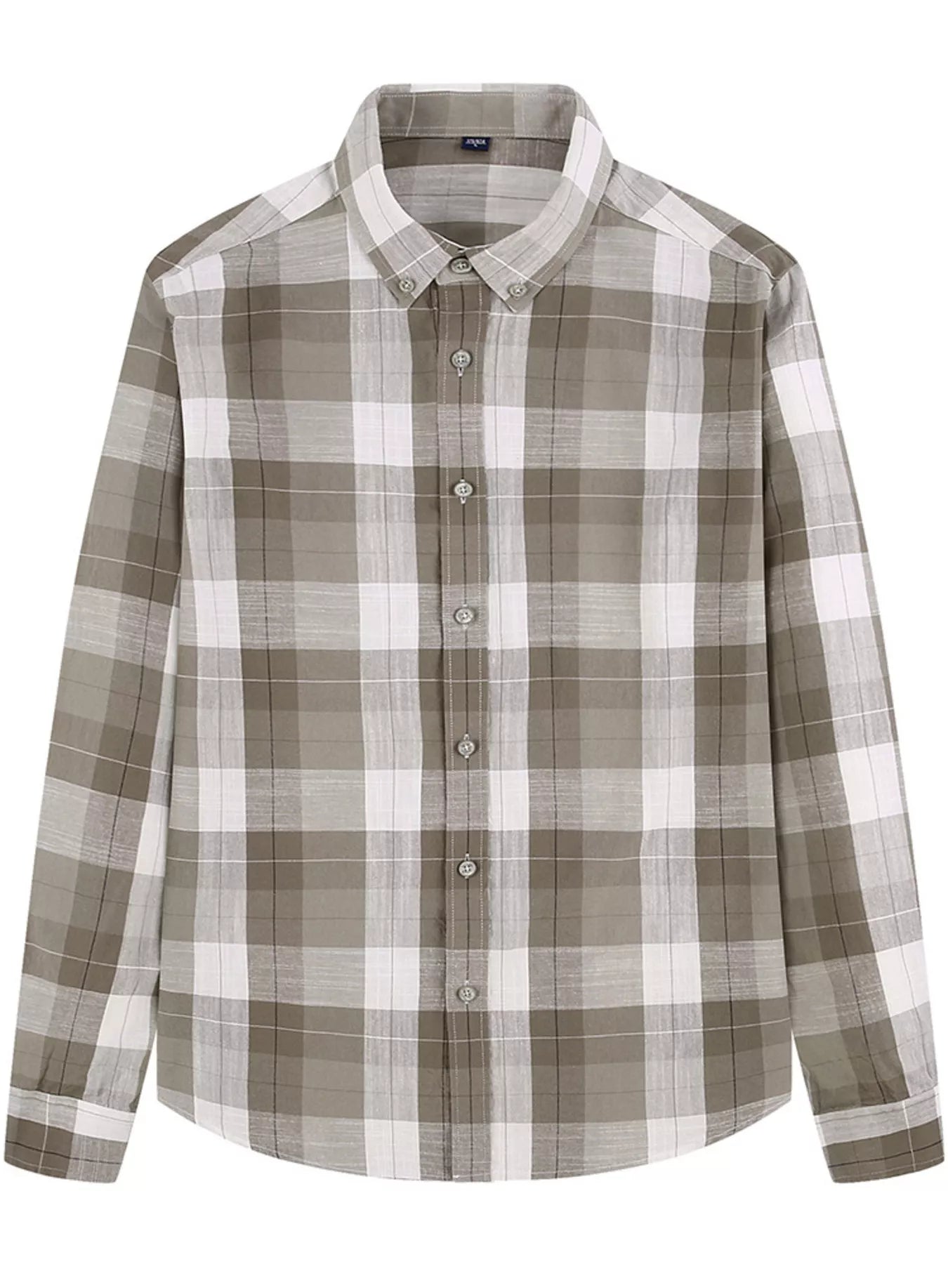 Men's Full Size Casual Plaid Long Sleeve Shirt Plus Size designed for comfort and style at Lookzlike