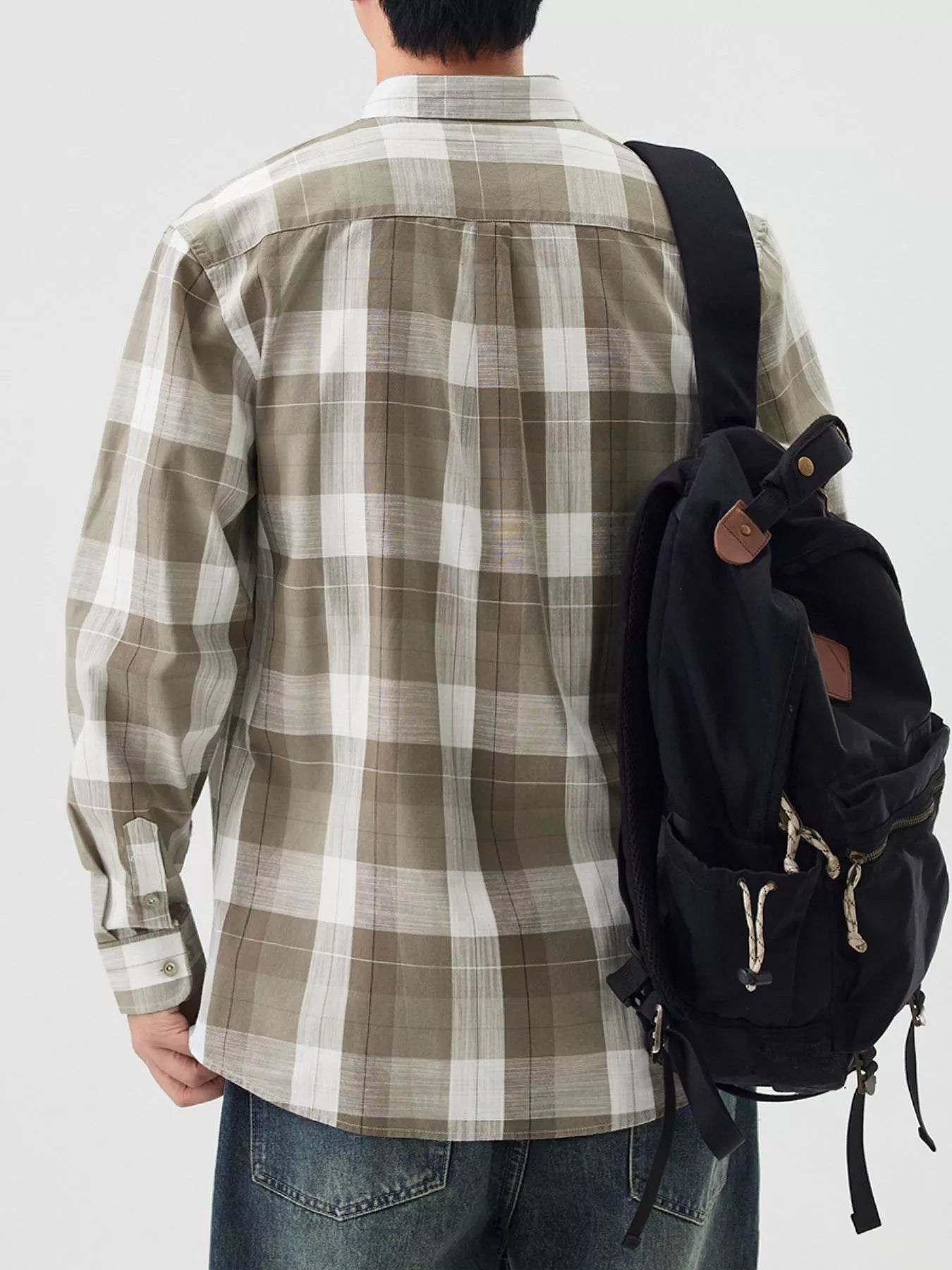 Men's Full Size Casual Plaid Long Sleeve Shirt Plus Size designed for comfort and style at Lookzlike