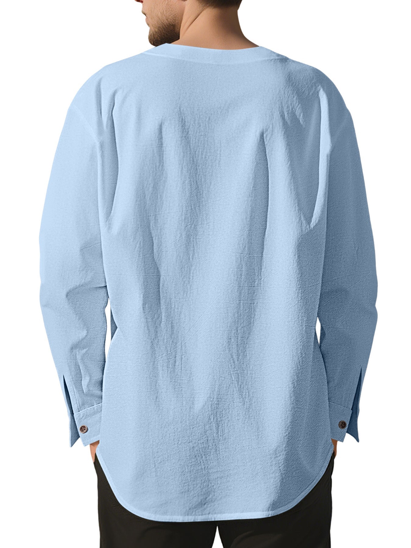 Men's Full Size Casual Pleated Long Sleeve Blouse Plus Size designed for comfort and style at Lookzlike