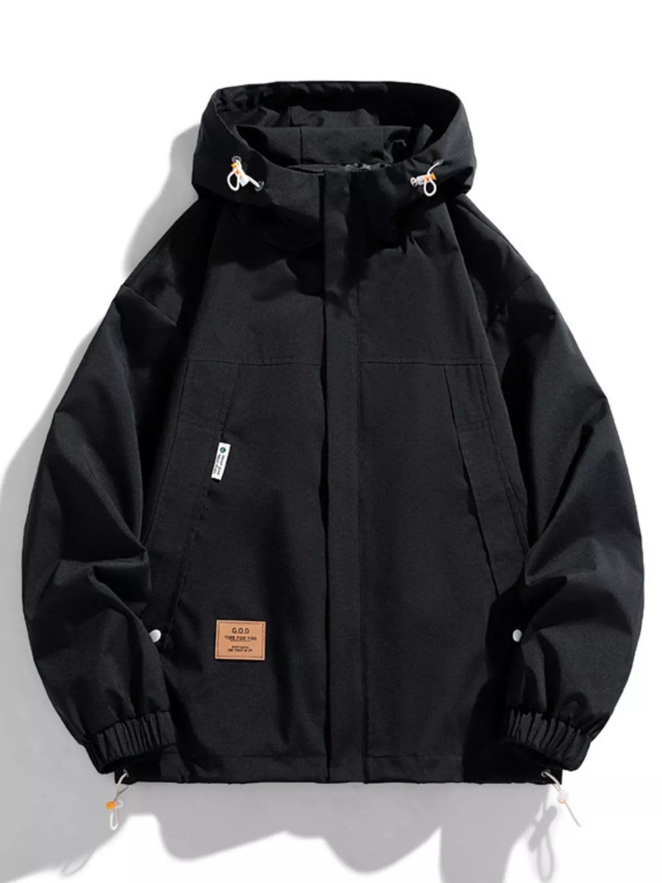 Men's Full Size Casual Zip Up Hooded Windproof Jacket Plus Size designed for comfort and style at Lookzlike