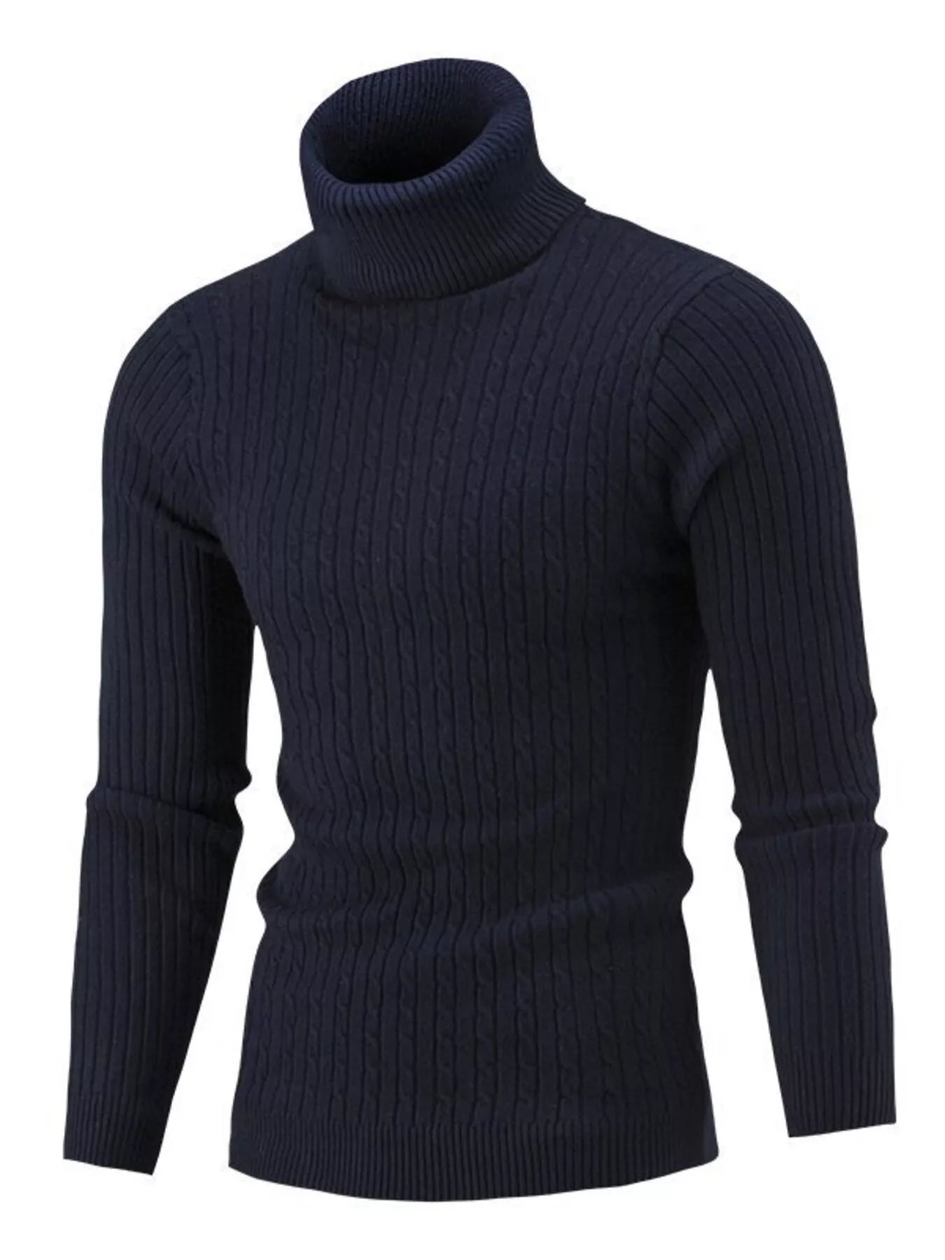 Men's Full Size Classic Cable Knit Turtleneck Sweater Plus Size designed for comfort and style at Lookzlike