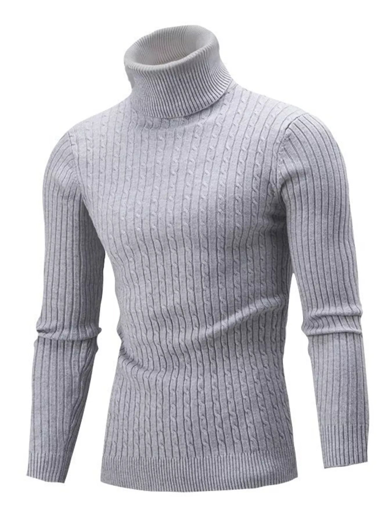 Men's Full Size Classic Cable Knit Turtleneck Sweater Plus Size designed for comfort and style at Lookzlike