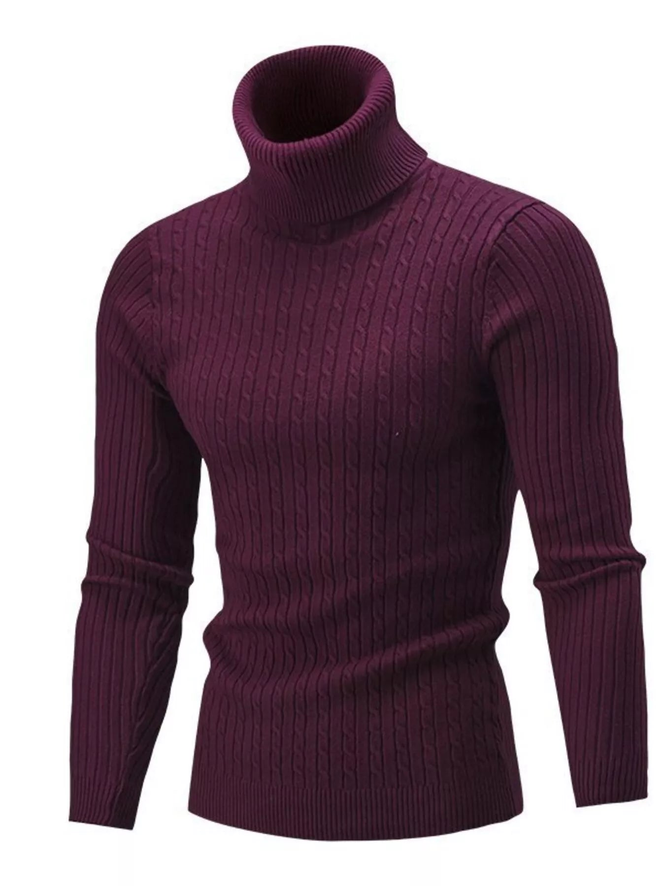 Men's Full Size Classic Cable Knit Turtleneck Sweater Plus Size designed for comfort and style at Lookzlike