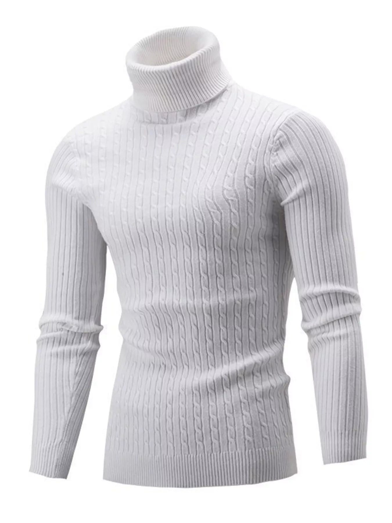 Men's Full Size Classic Cable Knit Turtleneck Sweater Plus Size designed for comfort and style at Lookzlike