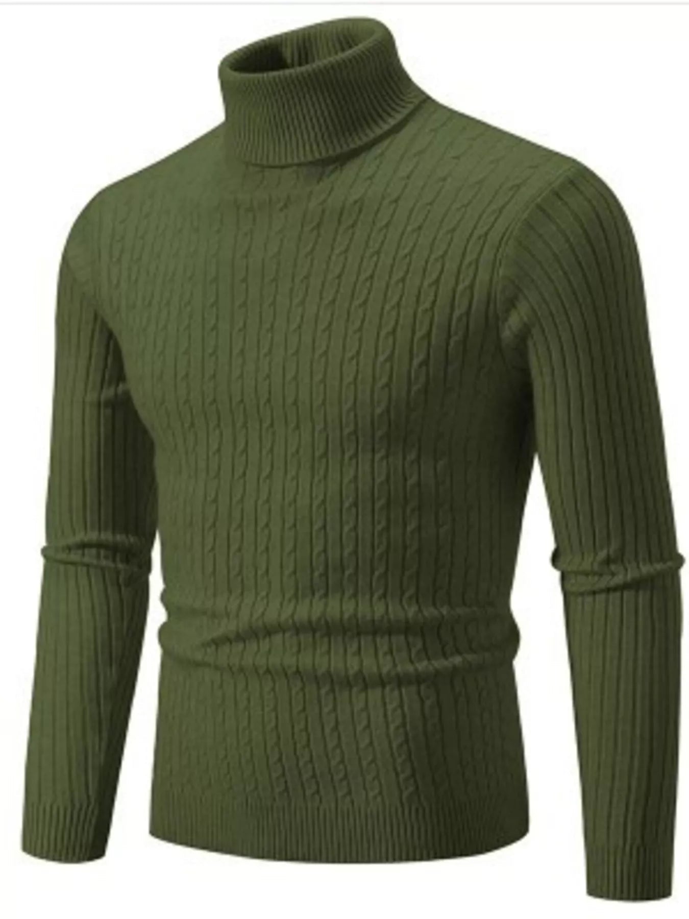 Men's Full Size Classic Cable Knit Turtleneck Sweater Plus Size designed for comfort and style at Lookzlike