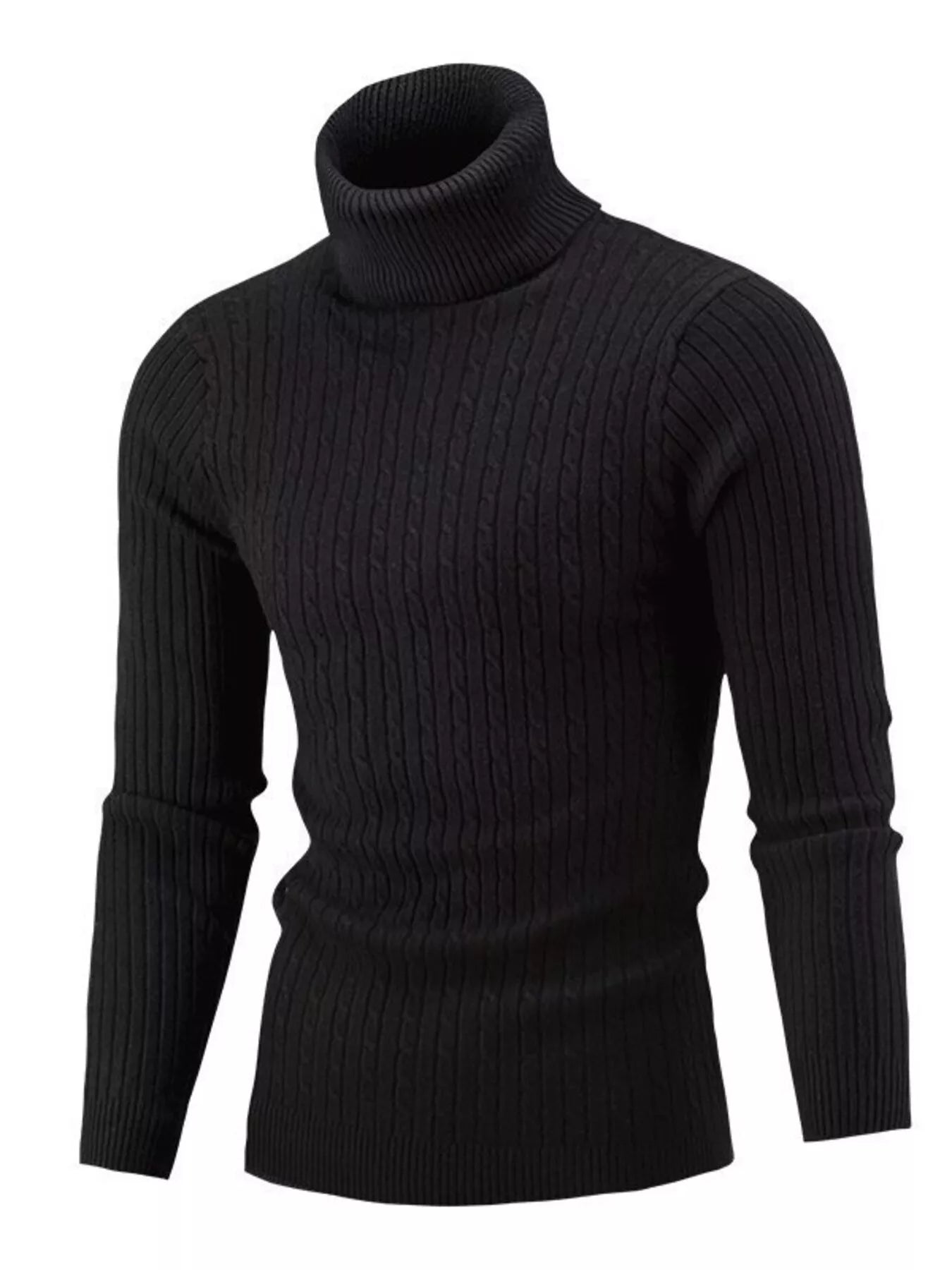 Men's Full Size Classic Cable Knit Turtleneck Sweater Plus Size designed for comfort and style at Lookzlike