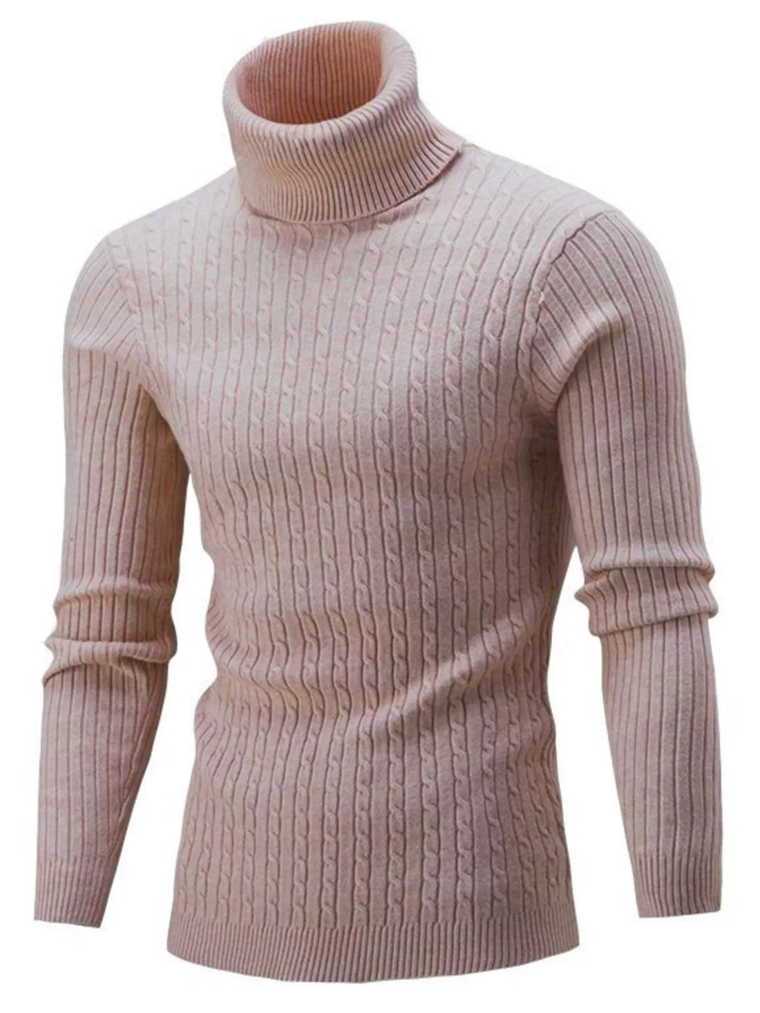 Men's Full Size Classic Cable Knit Turtleneck Sweater Plus Size designed for comfort and style at Lookzlike