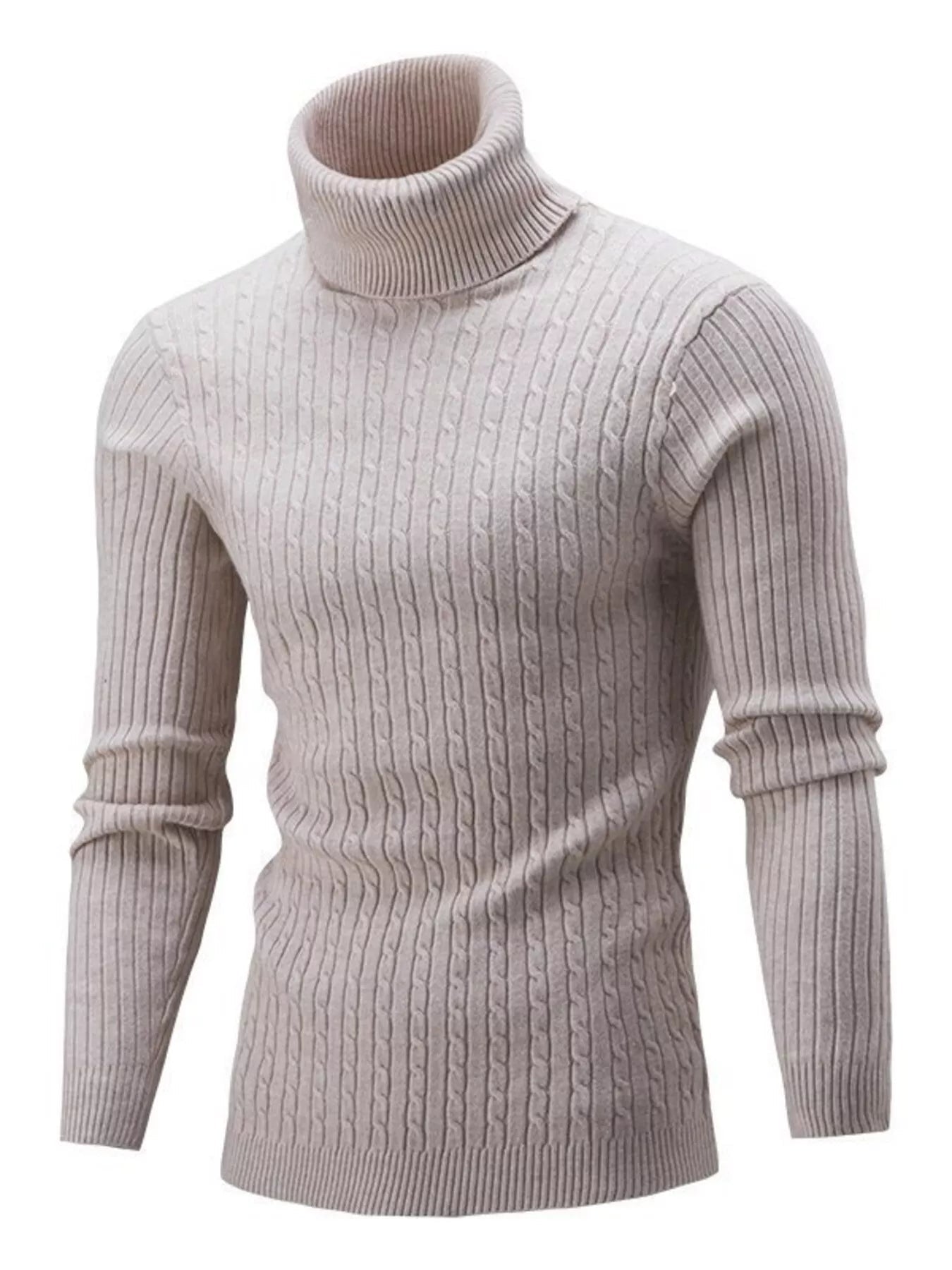 Men's Full Size Classic Cable Knit Turtleneck Sweater Plus Size designed for comfort and style at Lookzlike