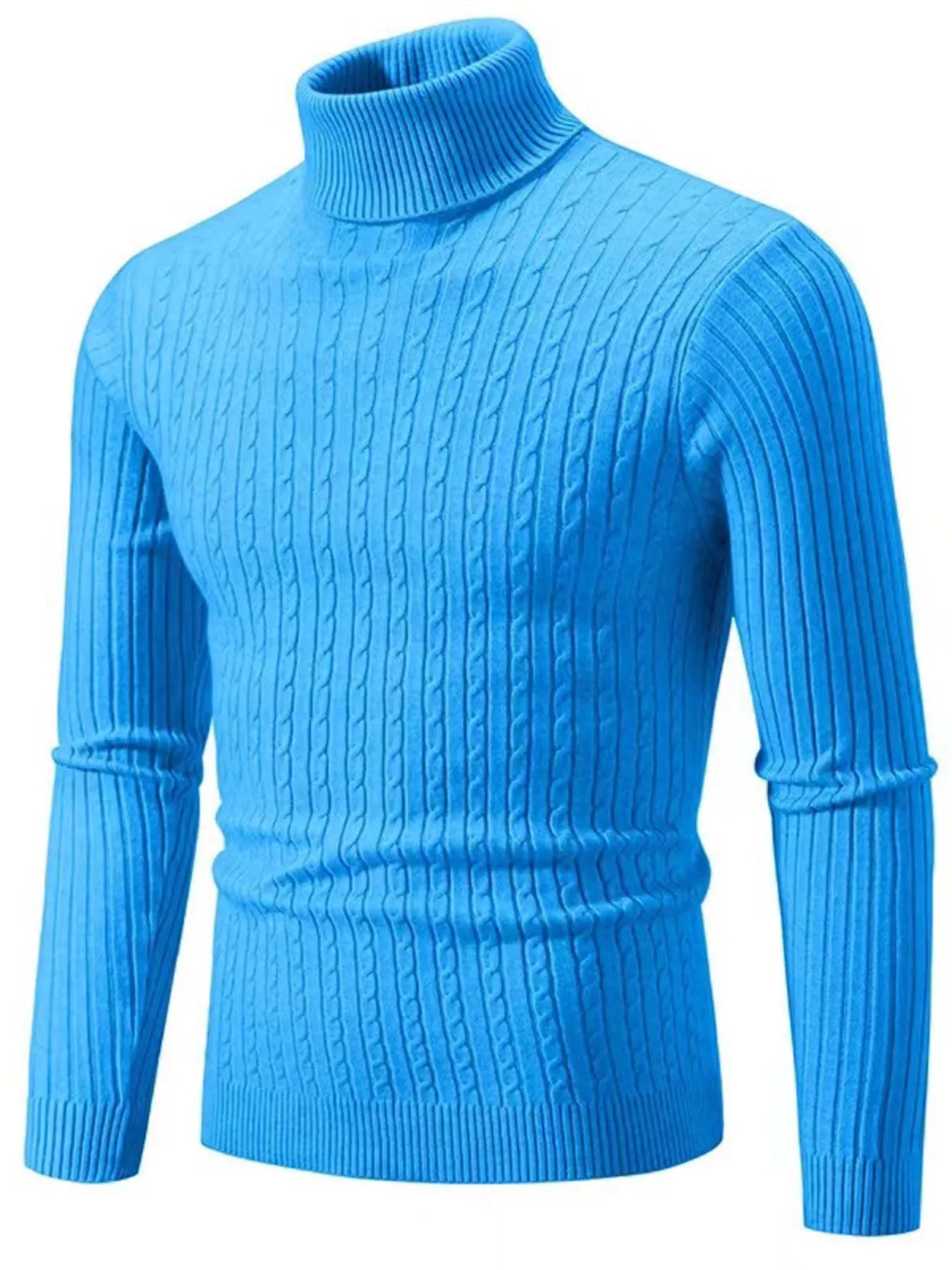 Men's Full Size Classic Cable Knit Turtleneck Sweater Plus Size designed for comfort and style at Lookzlike