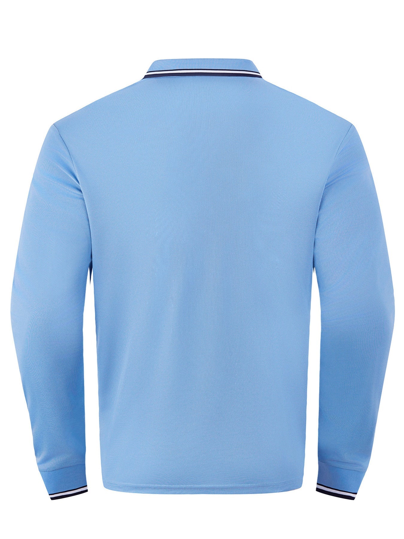 Men's Full Size Classic Long-Sleeve Polo with Striped Collar Plus Size designed for comfort and style at Lookzlike